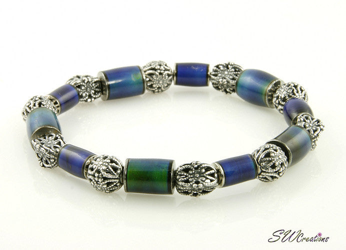 Psychedelic Mood Changing Beaded Stretch Bracelet - Color Shifting Beads for Emotional Balance & Stress Relief - Perfect for Meditation, Yoga & Spiritual Healing