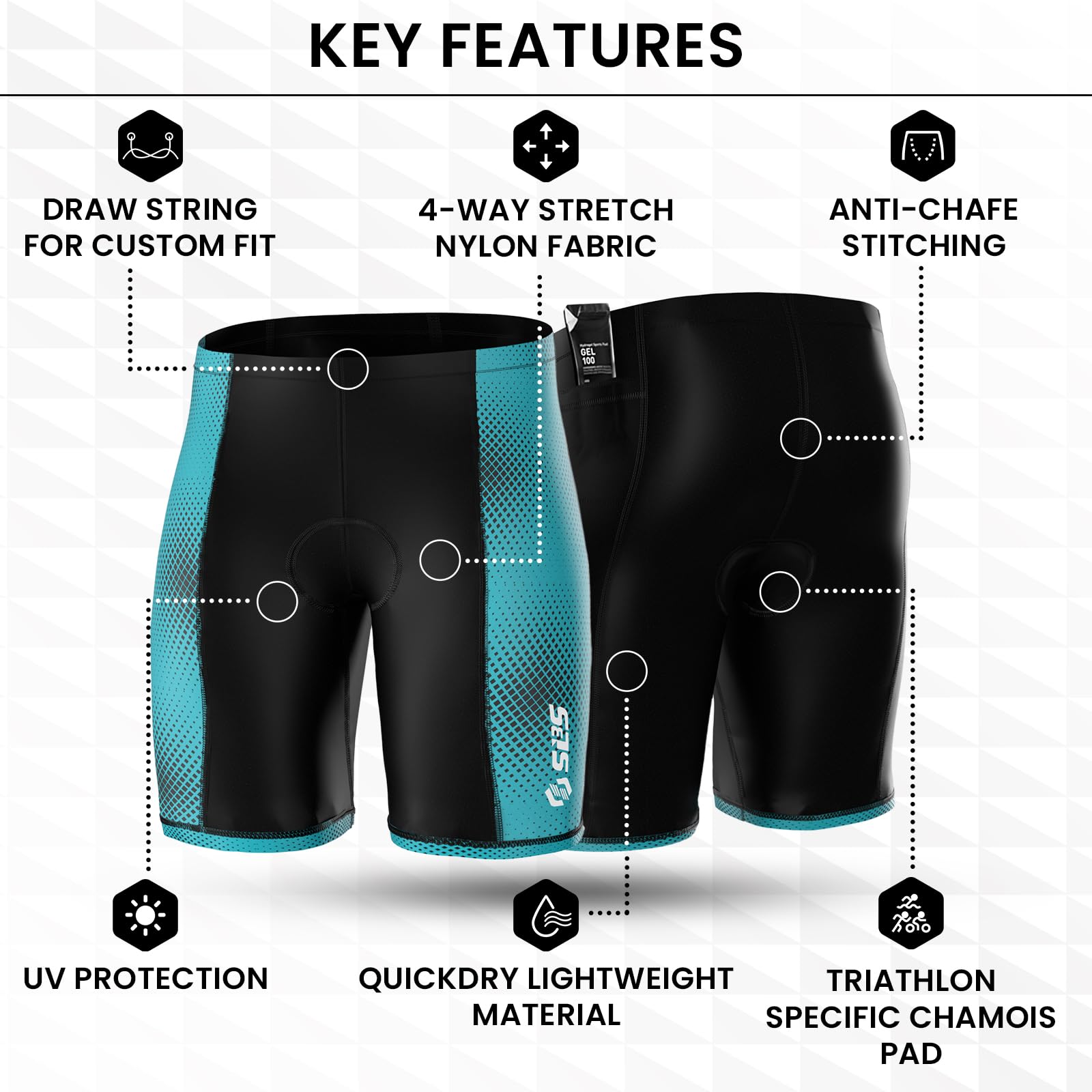 Men's Triathlon Shorts with 2 Pockets – Athlete-Designed Tri Shorts for Racing – Perfect for Triathlons, Cycling, and Running