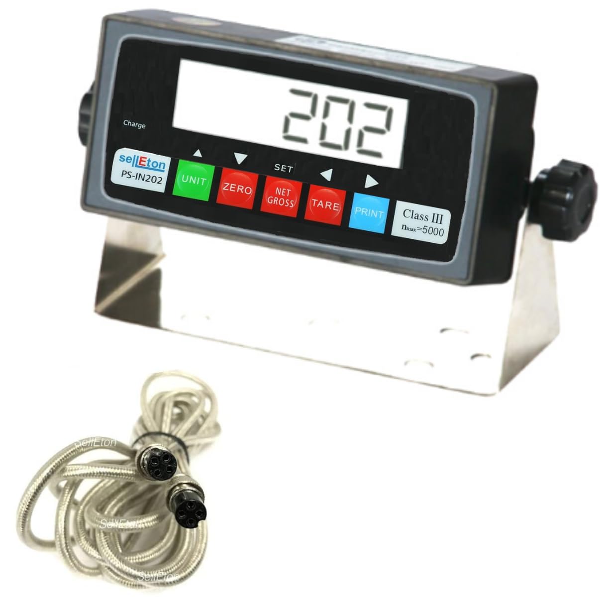 SELLETON PS-IN202 NTEP Legal for Trade LCD Indicator with RS-232 Port & 15' Cable - Compatible with All Floor Scales | Perfect for Industrial Weighing, Warehousing, and Shipping Applications