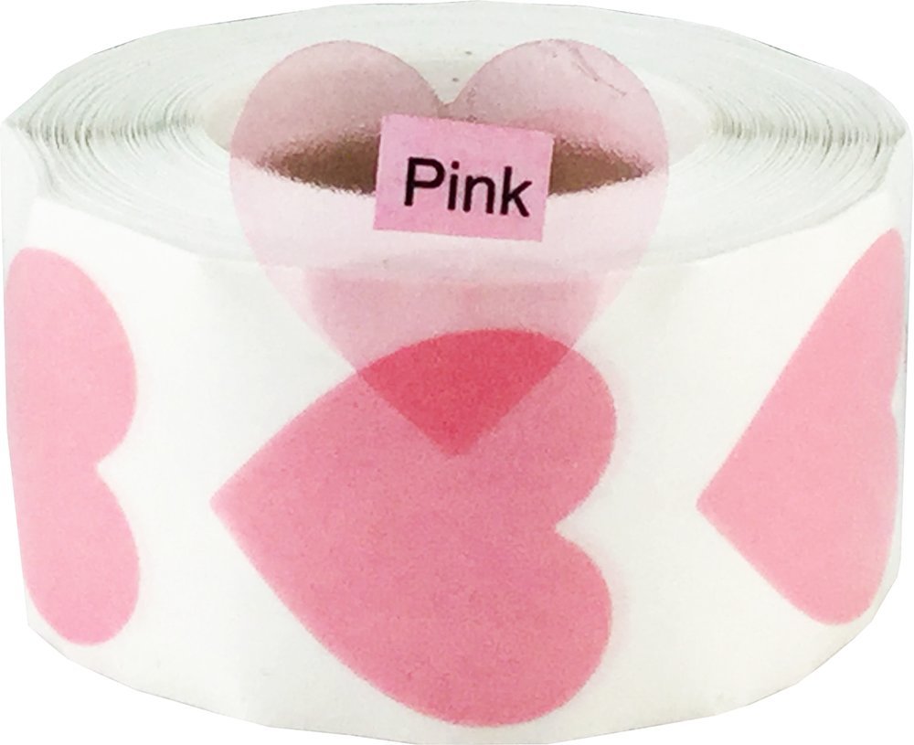 500 Transparent Pink Heart Stickers - 1 Inch Self-Adhesive Decals for Valentine's Day Cards, Scrapbooking, DIY Crafts & Planner Decorations