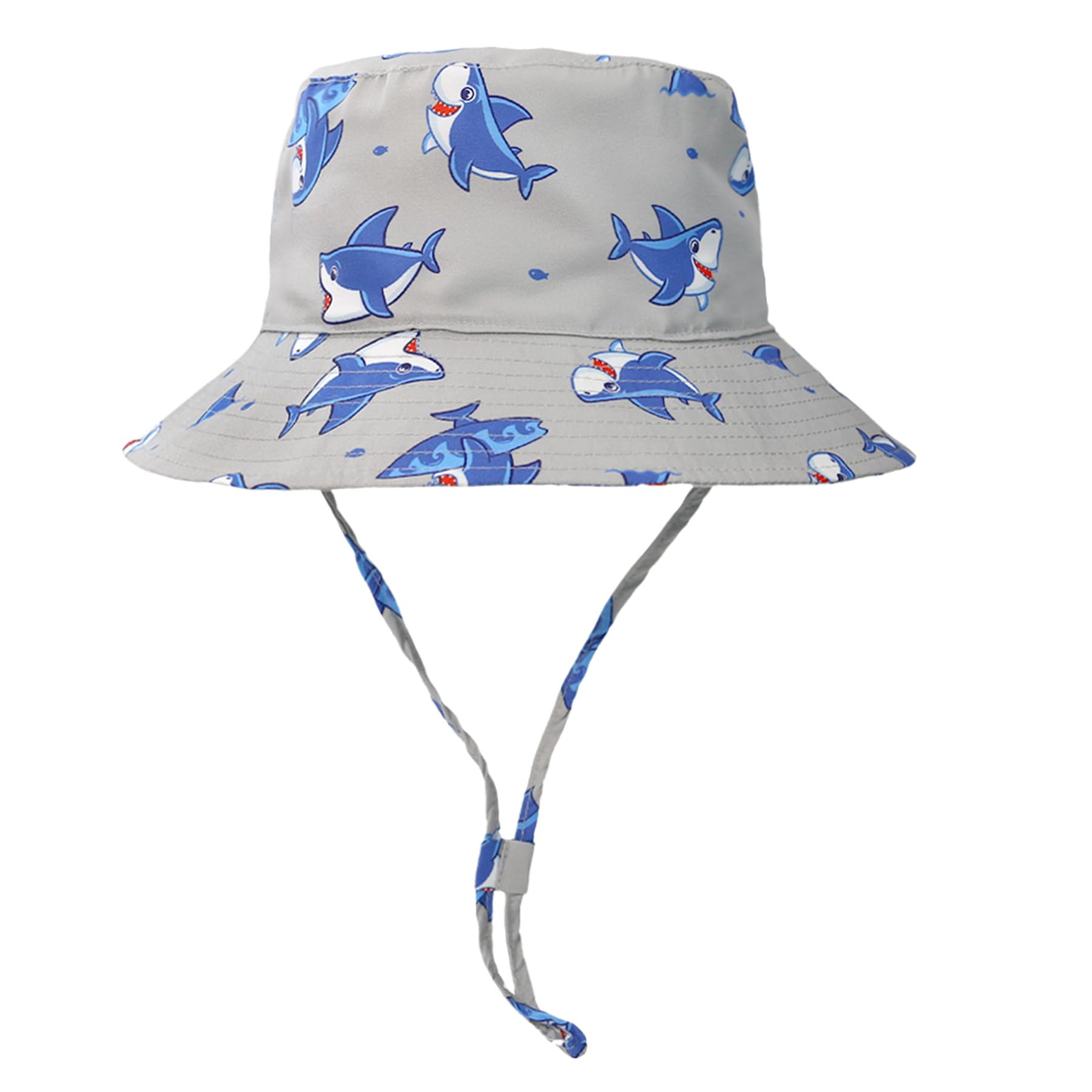 Baby Sun Hats for Toddlers - UPF 50+ Wide Brim Summer Beach Hat for Boys & Girls, Shark Grey Swim Bucket Hat for Outdoor Play, Pool, Beach & Park Activities