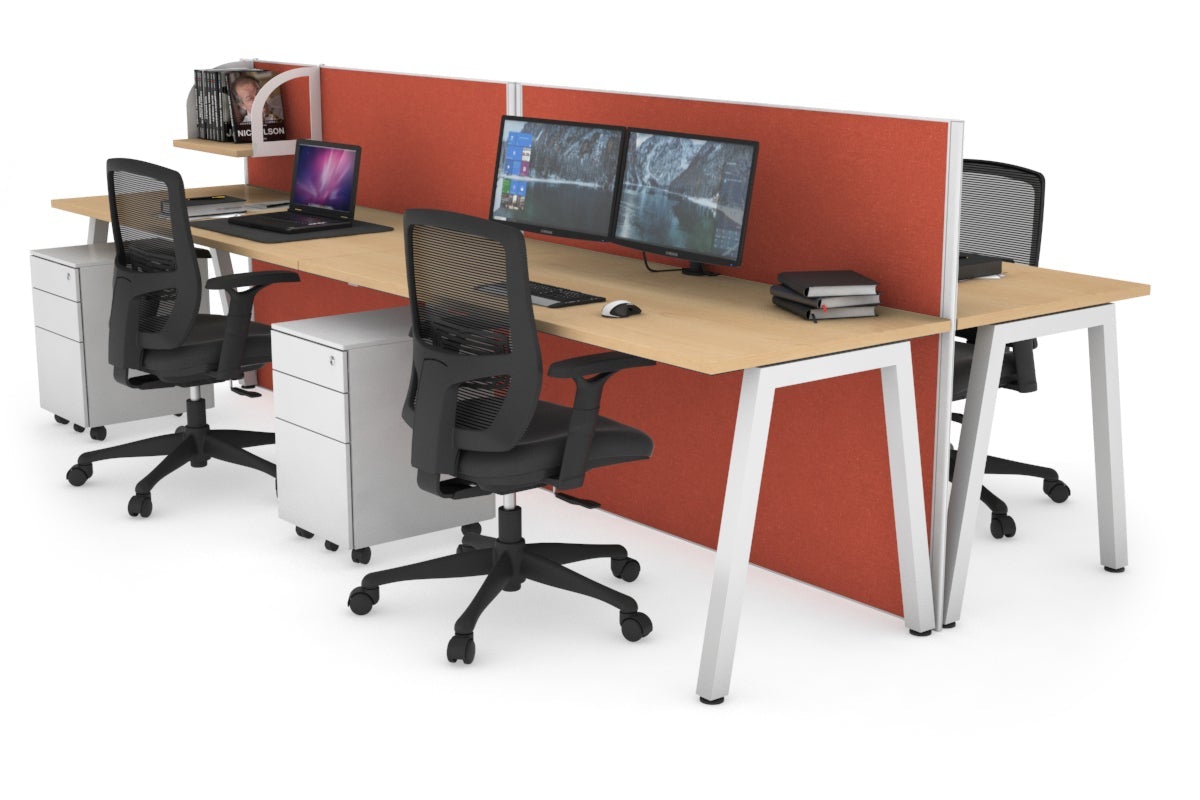 Horizon Quadro 4-Person Office Workstation Bench with A-Legs - 1200L x 700W Dimensions - Perfect for Collaborative Workspaces, Conference Rooms & Open Office Layouts