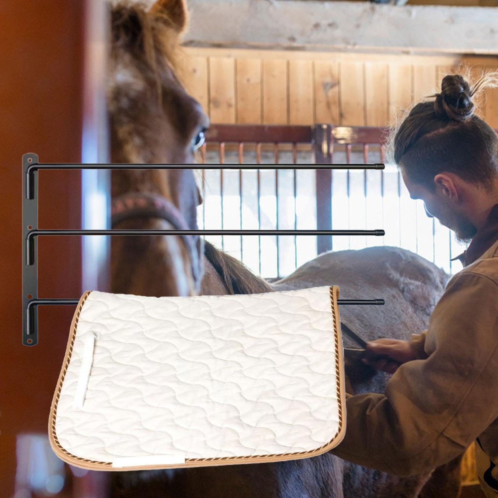 Aymzbd Heavy Duty Horse Saddle Rack Storage Organizer - Wall Mounted Blanket Hanger & Saddle Pad Display Holder for Home Stable, Barn, Trailer - Perfect for Tack Room Organization and Equestrian Gear Storage