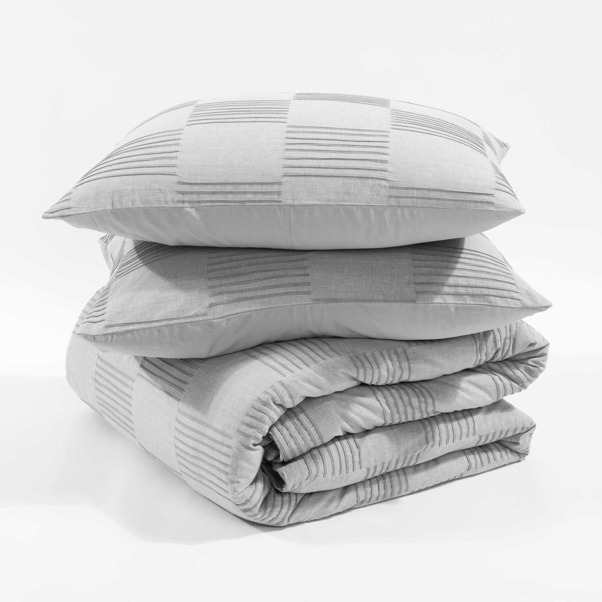 Sorano Chambray Textured Jacquard Cotton Duvet Cover 3 Piece Set - Soft Breathable Bedding Set for Queen/King Size - Perfect for Modern Bedroom, Guest Room & Hotel Decor