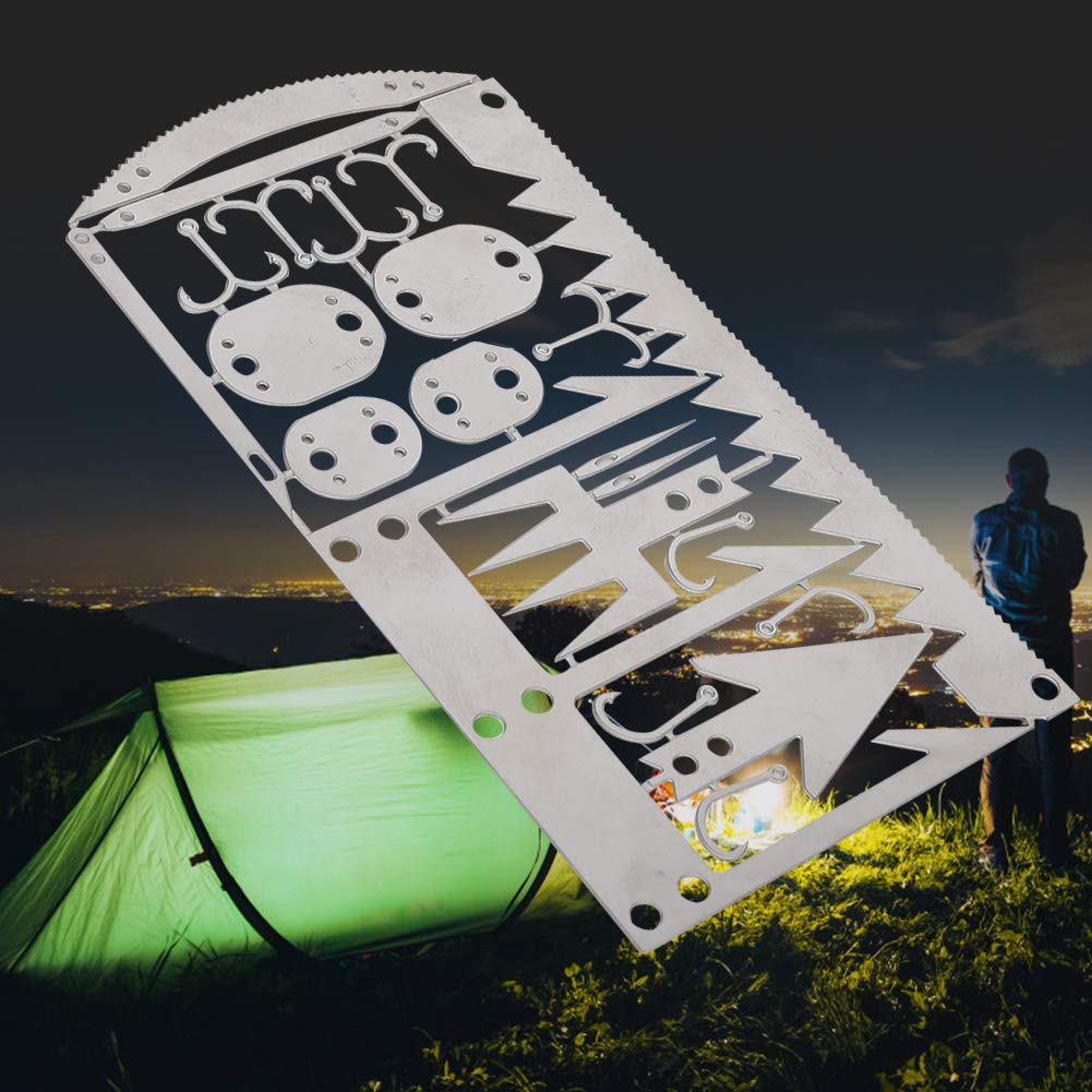 2Pcs Survival Multitool Card - Compact Outdoor Camping Tool with Fishing Hooks & Arrowheads - Essential Hunting Gear for Wilderness Survival, Hiking, Backpacking & Emergency Preparedness
