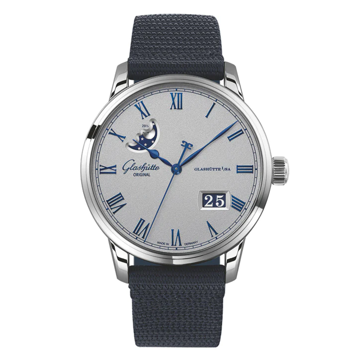 Glashutte Original Senator Excellence Panorama Date Moon Phase Stainless Steel Men's Watch - Luxury Automatic Timepiece for Business, Formal Events & Collectors