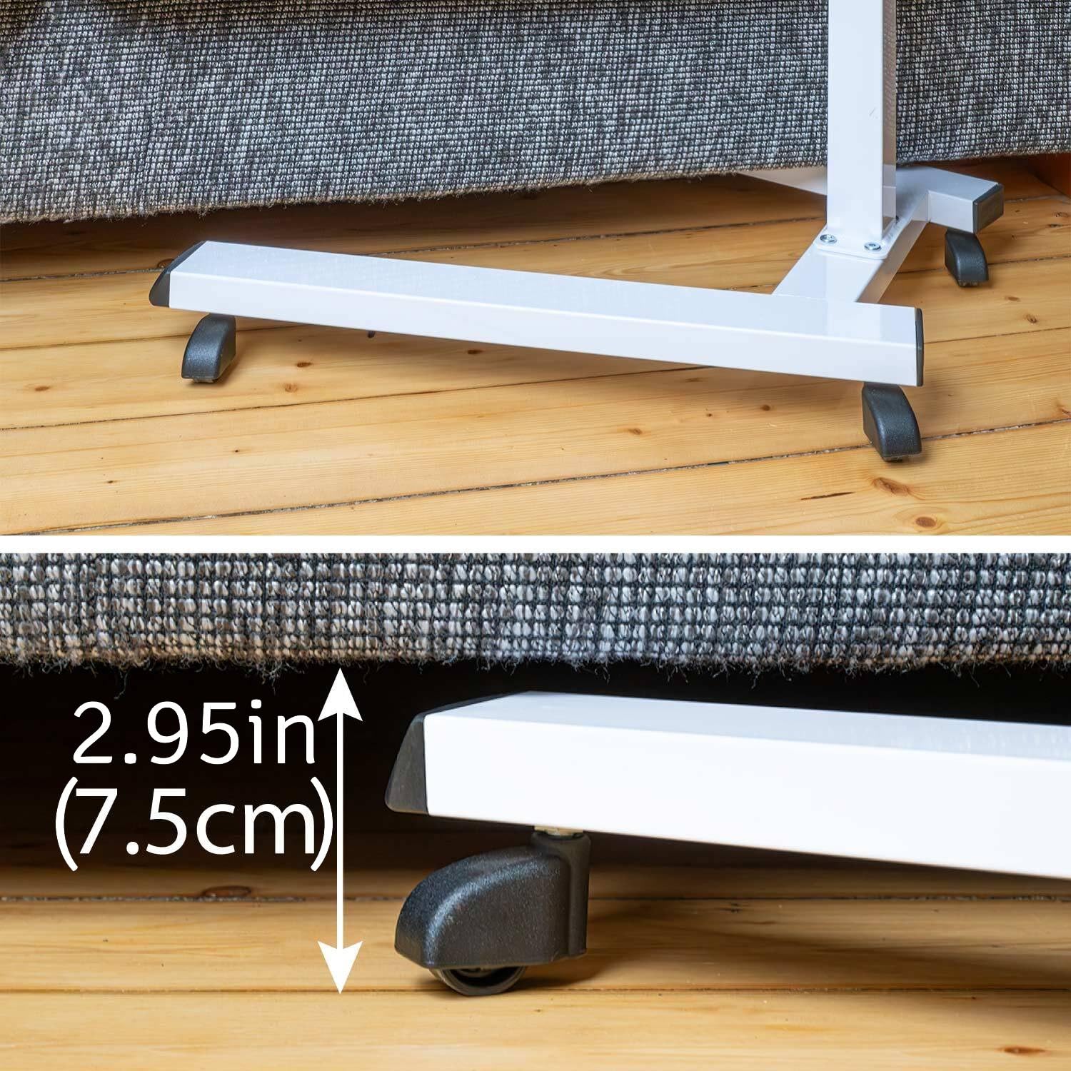 Tatkraft Portable Laptop Desk with Mouse Pad - Adjustable Height Rolling Computer Stand, Ergonomic & Sturdy Workstation for Office, Home, Gaming - White