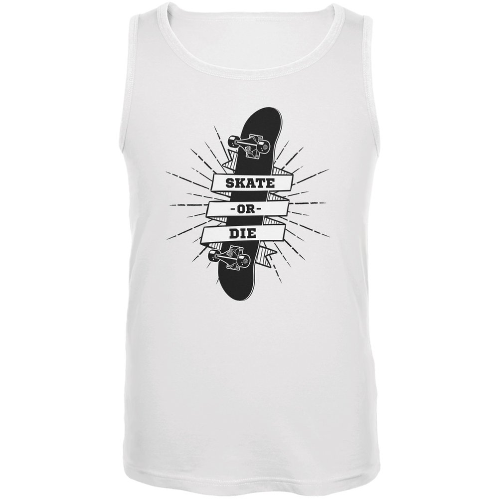 Old Glory Skate or Die White Adult Tank Top - X-Large | Vintage Skateboarding Graphic Tee for Men | Perfect for Skate Sessions, Concerts & Casual Wear
