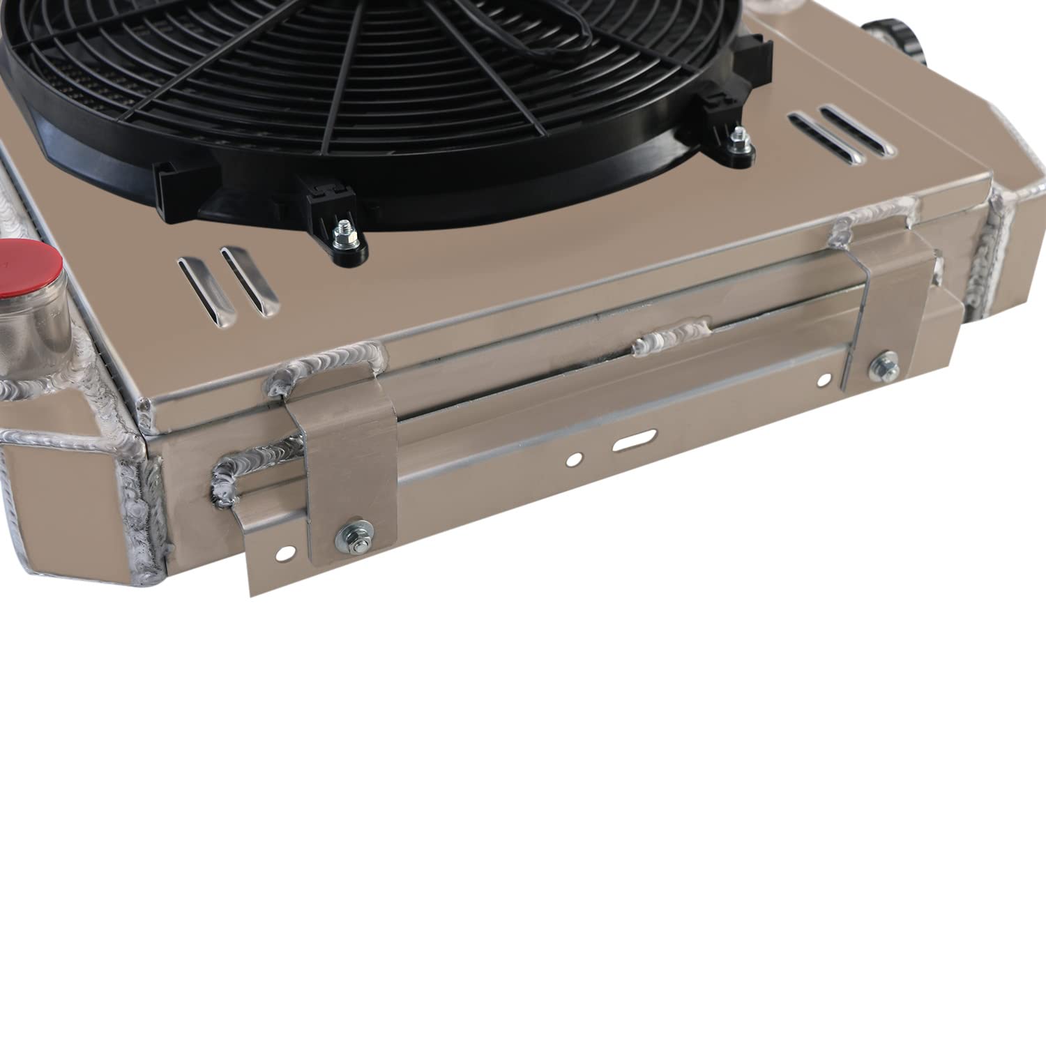 4 Row Aluminum Radiator with Shroud, Fan & Relay Kit - Compatible with 1955-1957 Chevy Bel Air, Truck, Two-Ten & One-Fifty Series - Fits 3.8L L6, 4.3L & 4.6L V8 Gas Engines - Perfect for Classic Car Restoration & Hot Rod Upgrades