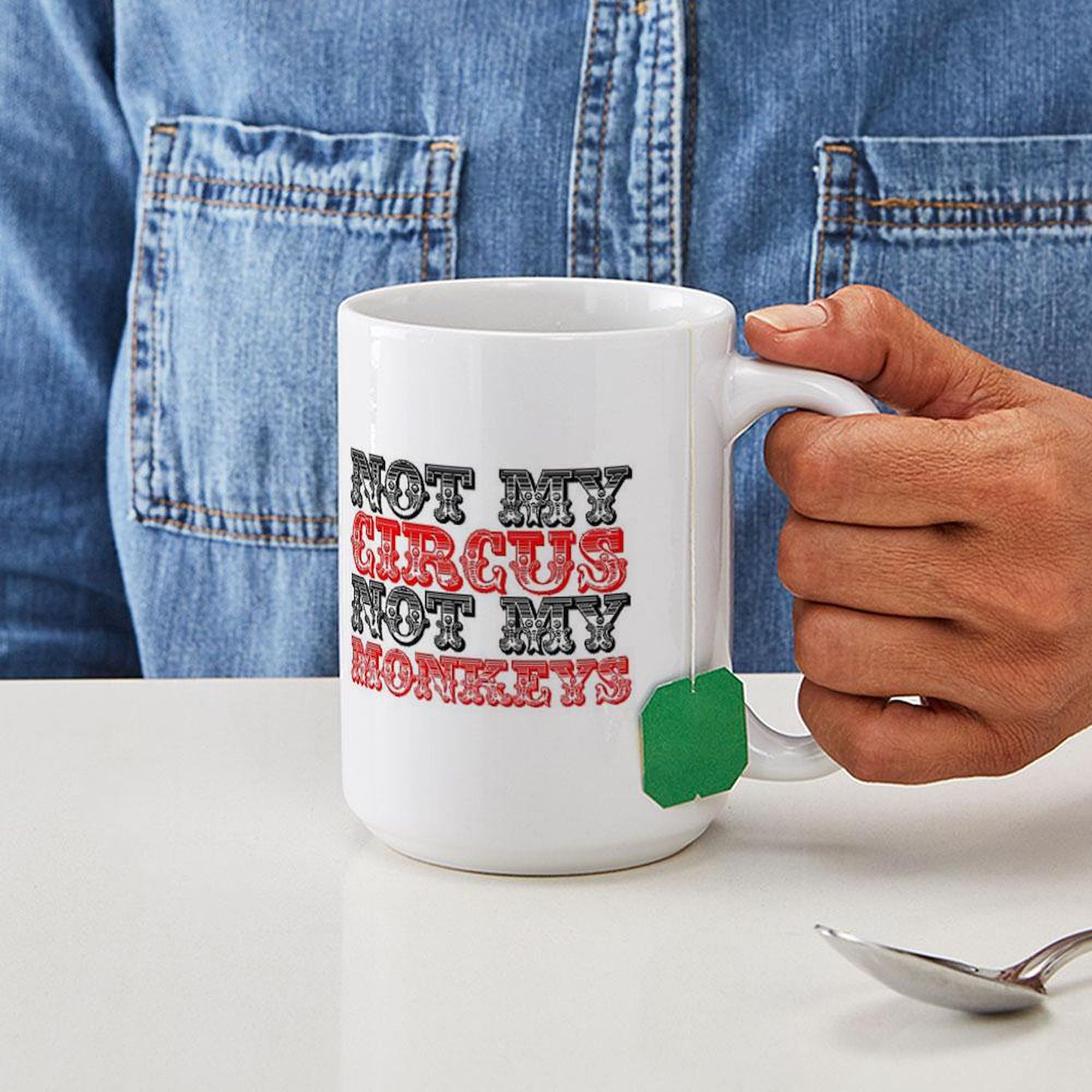 Circus Monkey Design 15 oz (444 ml) Ceramic Coffee Mug - Funny Novelty Gift for Coffee Lovers, Office Use & Home Decor