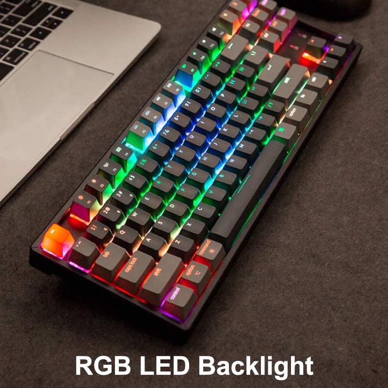 Keychron K8 Wireless Mechanical Keyboard - 87 Keys, 80% TKL Layout, Bluetooth/USB-C, RGB Backlit, Gateron G Pro Brown Switches, Aluminum Frame for Mac & Windows - Perfect for Gaming, Office & Typing