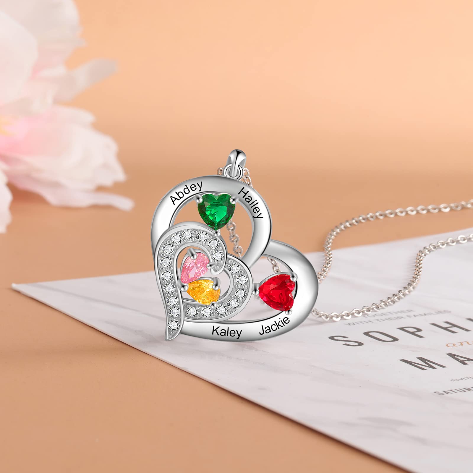 Personalized Birthstone Necklace for Women - Custom Name Mother's Jewelry Gift for Mom, Grandma, Wife & Daughter | Perfect for Mother's Day, Birthday & Anniversary Gifts