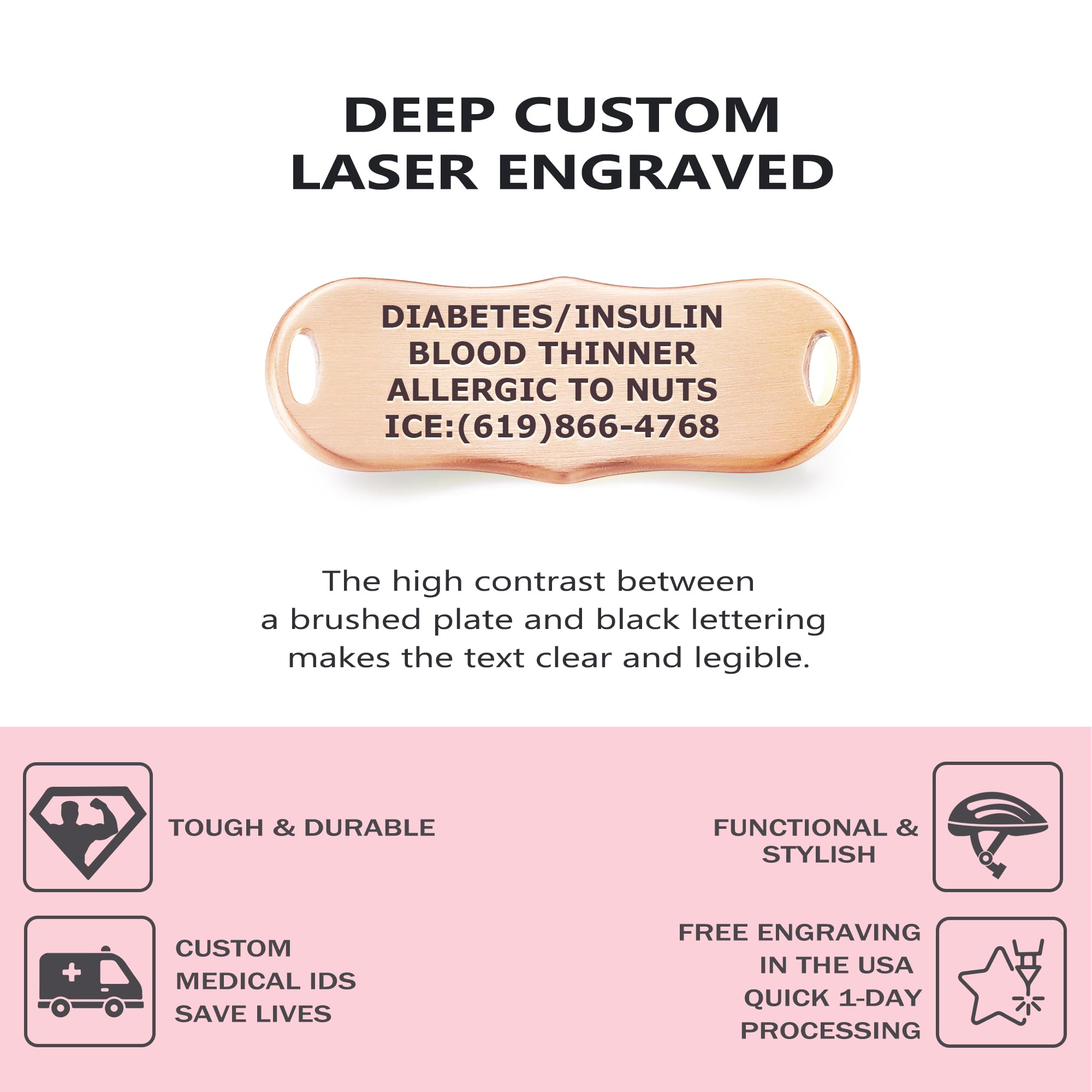 Divoti Custom Engraved Medical Alert Bracelets for Women - Personalized Stainless Steel Medical ID Bracelet for Emergency Health Conditions (Diabetes, Allergies, Epilepsy) - Perfect for Daily Wear & Outdoor Activities