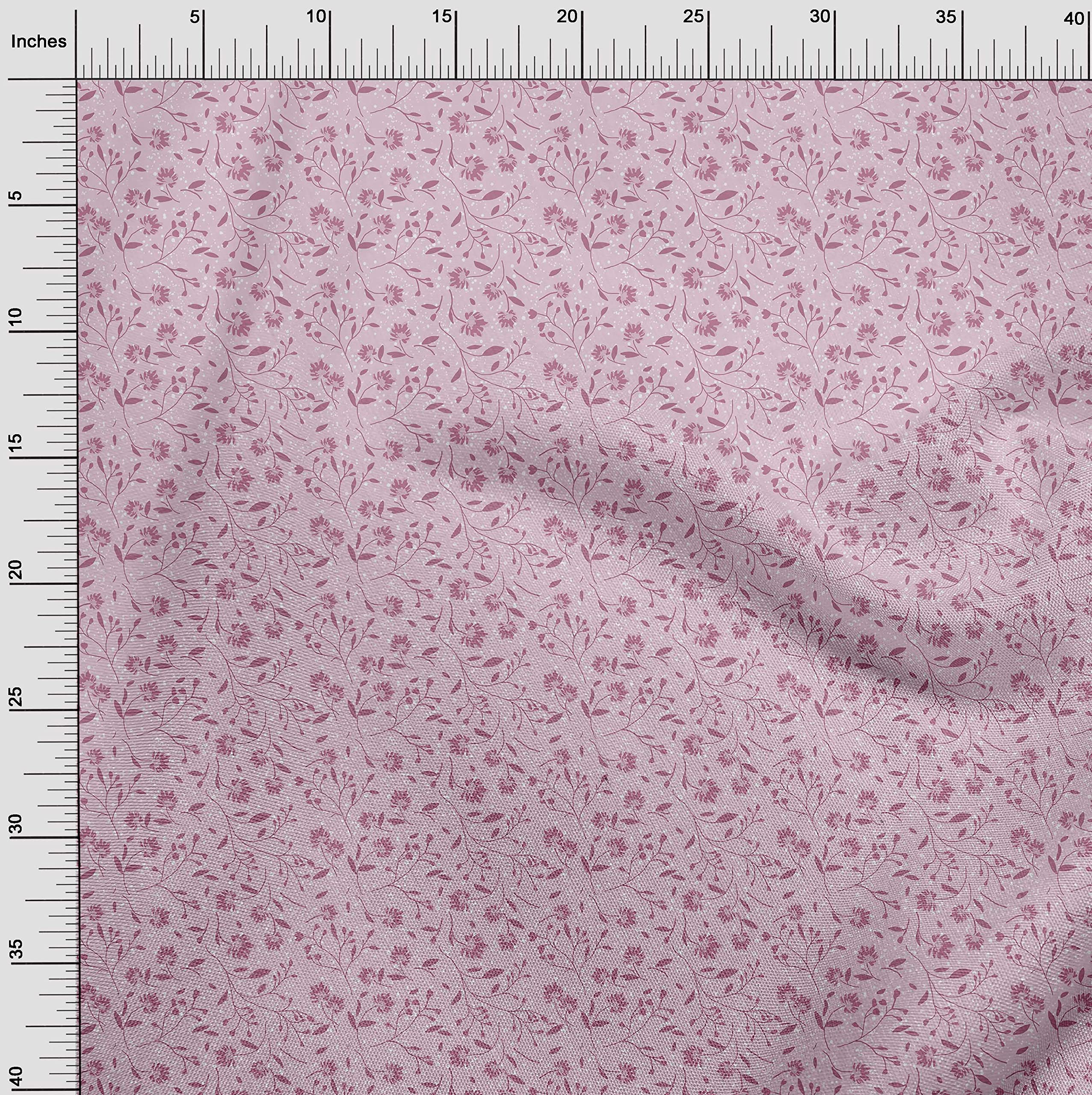 oneOone Rayon Light Pink Floral Print Fabric by The Yard - 56 Inch Wide Soft Draping Material for Dresses, Skirts & DIY Sewing Projects