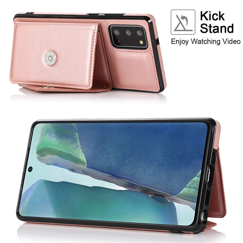 Samsung Galaxy A51 5G Wallet Case - Leather Crossbody Phone Case with Magnetic Flip, Credit Card Holder, Strap & Kickstand | Shockproof Protective Cover (Rose Gold) | Perfect for Travel, Shopping & Everyday Use