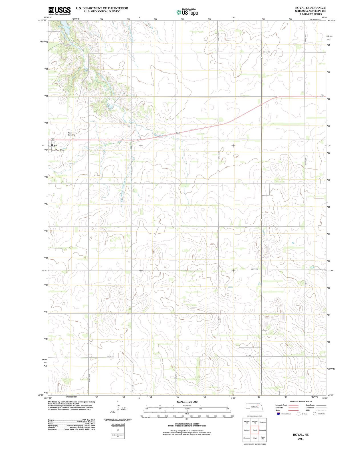 2011 Royal, Nebraska USGS Historical Topographic Wall Map - 44x59 Inch Large Vintage Wall Art Decor for Home, Office & Classroom | Nebraska Maps Collection