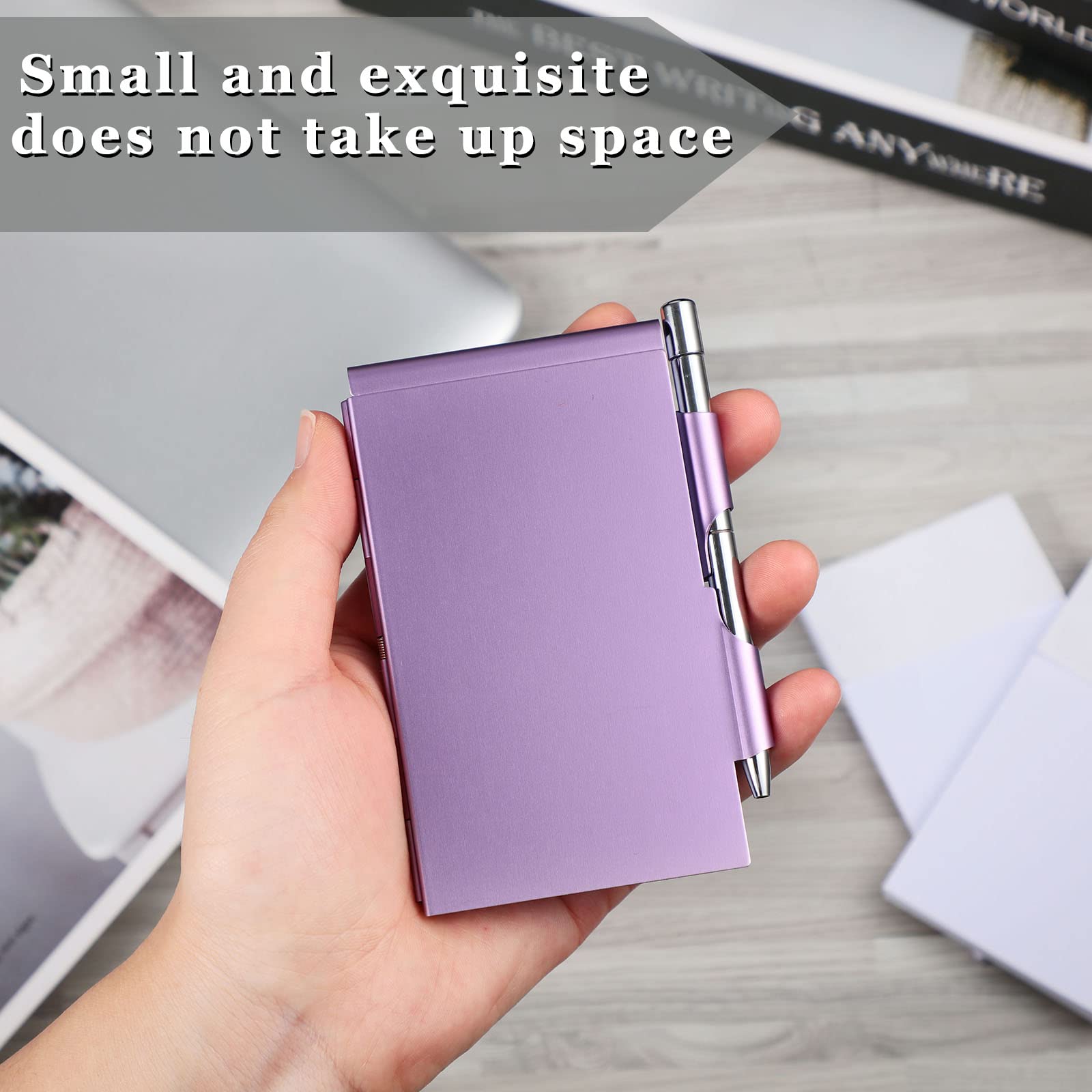 Premium Zonon 6-Piece Aluminum Pocket Notebook Set - Refillable Metal Notepad with Pen Holder | Compact Travel Journal for Office, Home & Gifts | Perfect for Business Meetings, Daily Notes & Adventure Travel