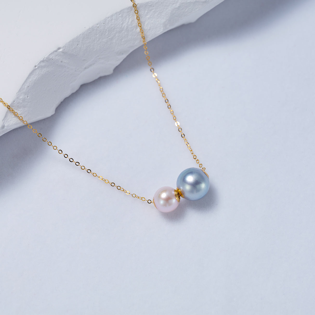 18K Solid Gold Silver Blue Akoya Pearl Necklace - Elegant Jewelry Gift for Women | Perfect for Weddings, Anniversaries & Special Occasions