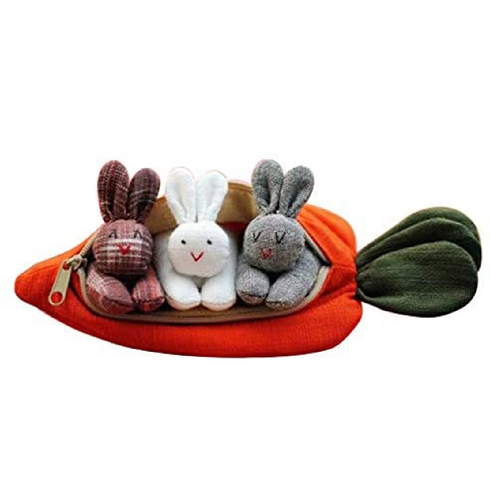Easter Bunny Plush Toy - 3 Adorable Rabbit Dolls in Carrot-Shaped Zipper Purse, Kids Wallet & Easter Basket Stuffer Gift for Girls & Boys - Perfect for Easter Egg Hunts, Party Favors & Spring Decorations