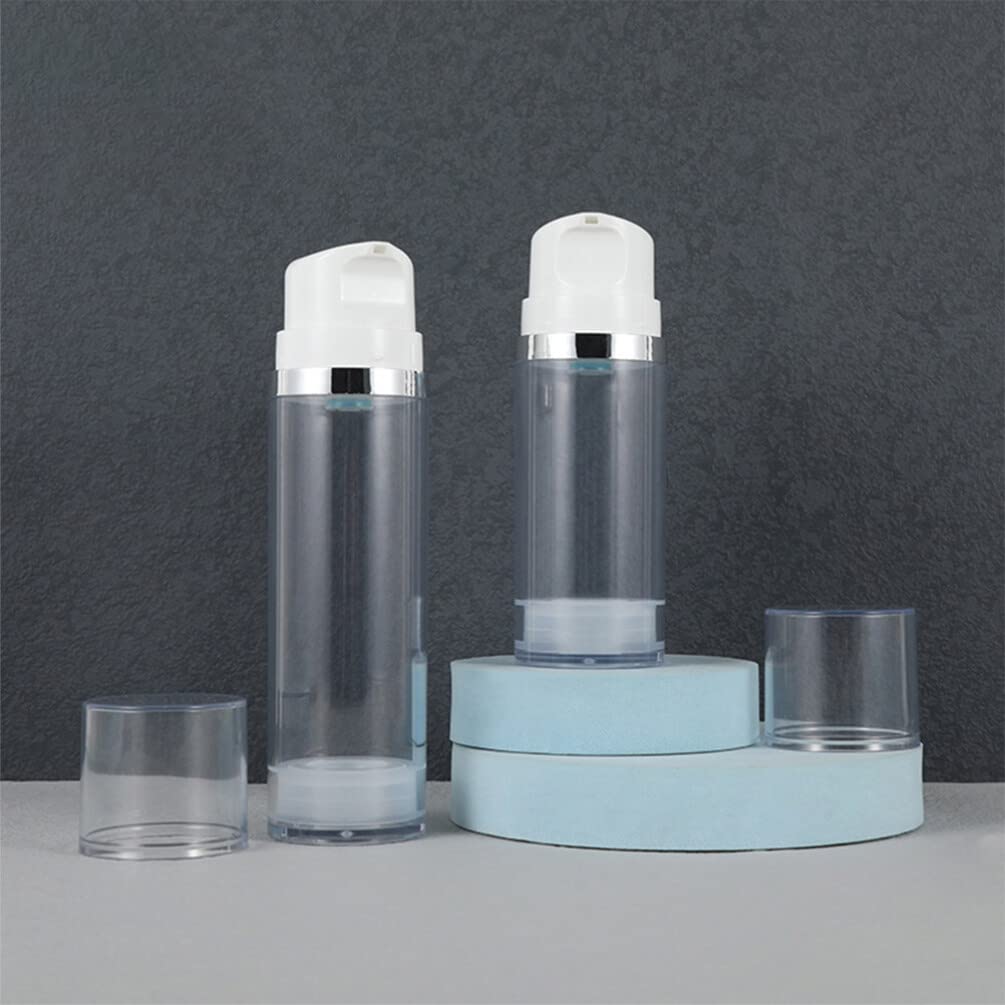 LALAFINA 2-Pack Refillable Airless Pump Bottles for Creams & Lotions - Transparent Travel-Size Dispensers for Shampoo, Skincare & Cosmetics | Perfect for Home, Gym & Travel Use