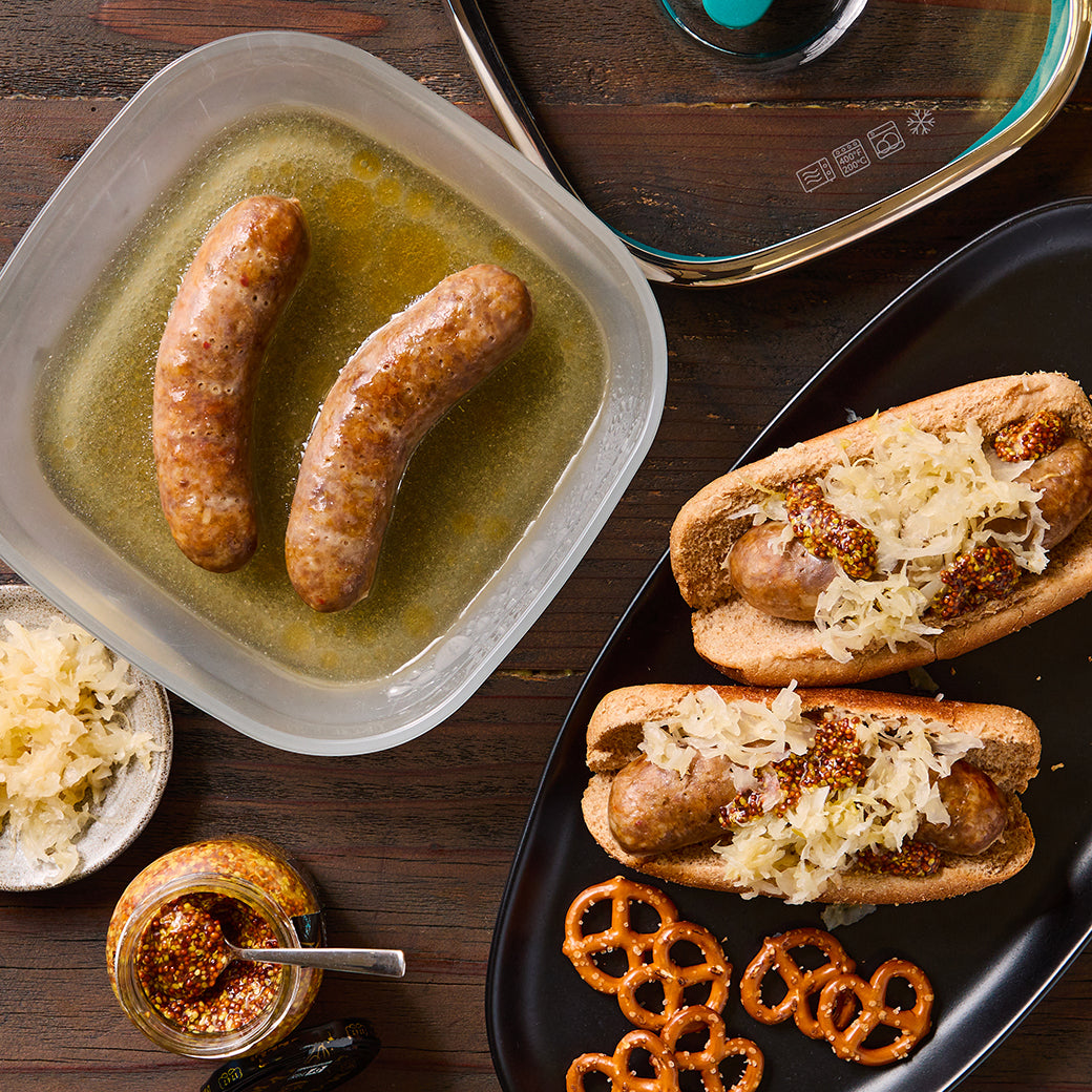 Premium Beer Poached Sausages - Authentic German Bratwurst for Grilling, BBQ & Oktoberfest Celebrations