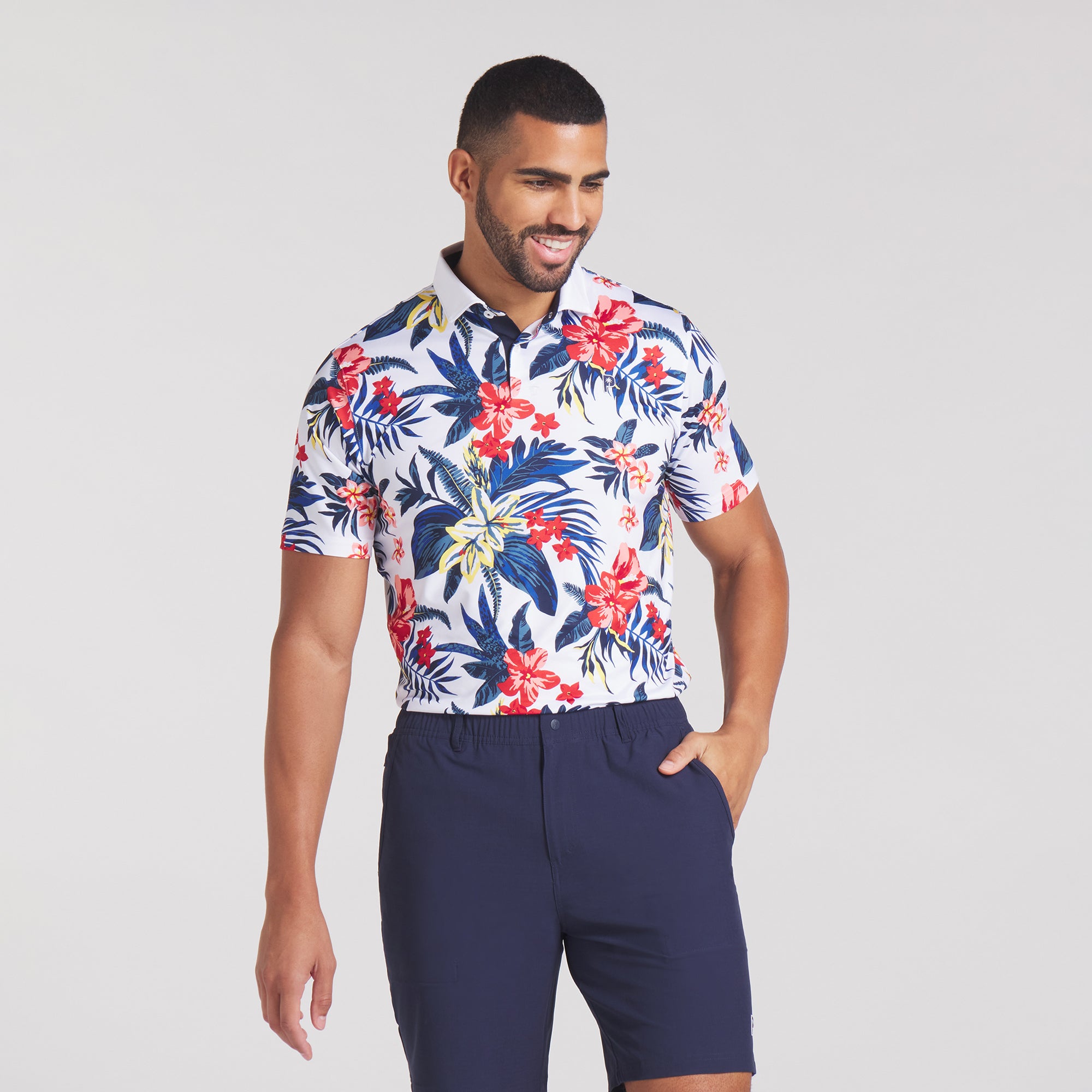 Puma x PTC Floral Golf Polo Shirt for Men - Breathable Quick-Dry Performance Golf Shirt with Stylish Floral Print - Perfect for Golfing, Casual Wear & Outdoor Activities