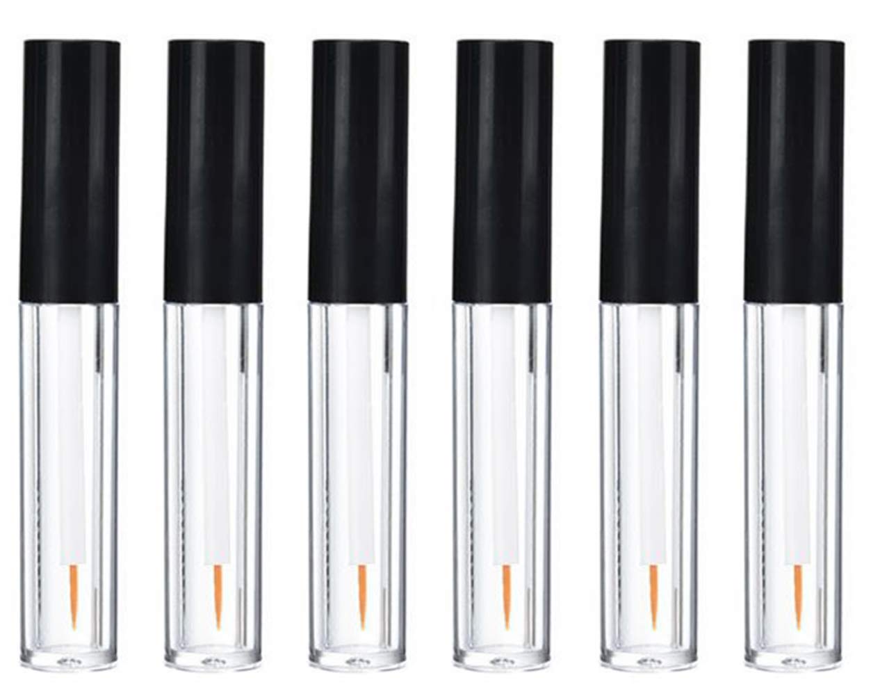 6Pcs 5ML Empty Clear Plastic Eyeliner Tubes with Black Lids & Rubber Plugs - Refillable Mascara Bottles for Eyelash Growth Oil, Eye Gloss & Makeup Storage | Perfect for DIY Beauty, Salon Use & Travel Toiletry Kits