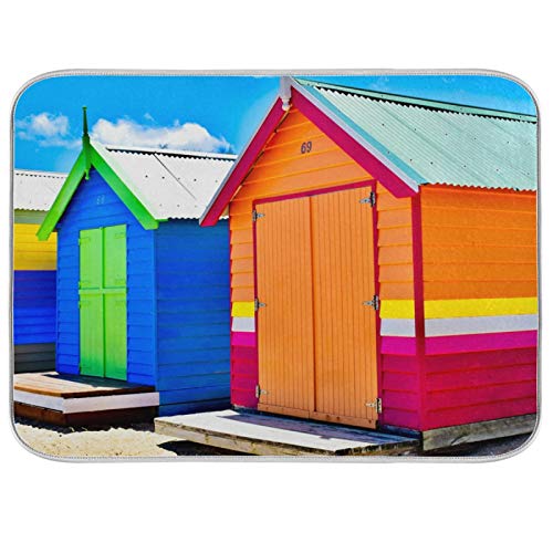 Rainbow Cabin Kitchen Drying Mat - 18x24 Inch Absorbent, Fast-Dry Polyester Dish Drainer Pad - Machine Washable Counter Mat for Dishes, Utensils & Cookware - Perfect for Kitchen Countertops, Sinks & Cabinets