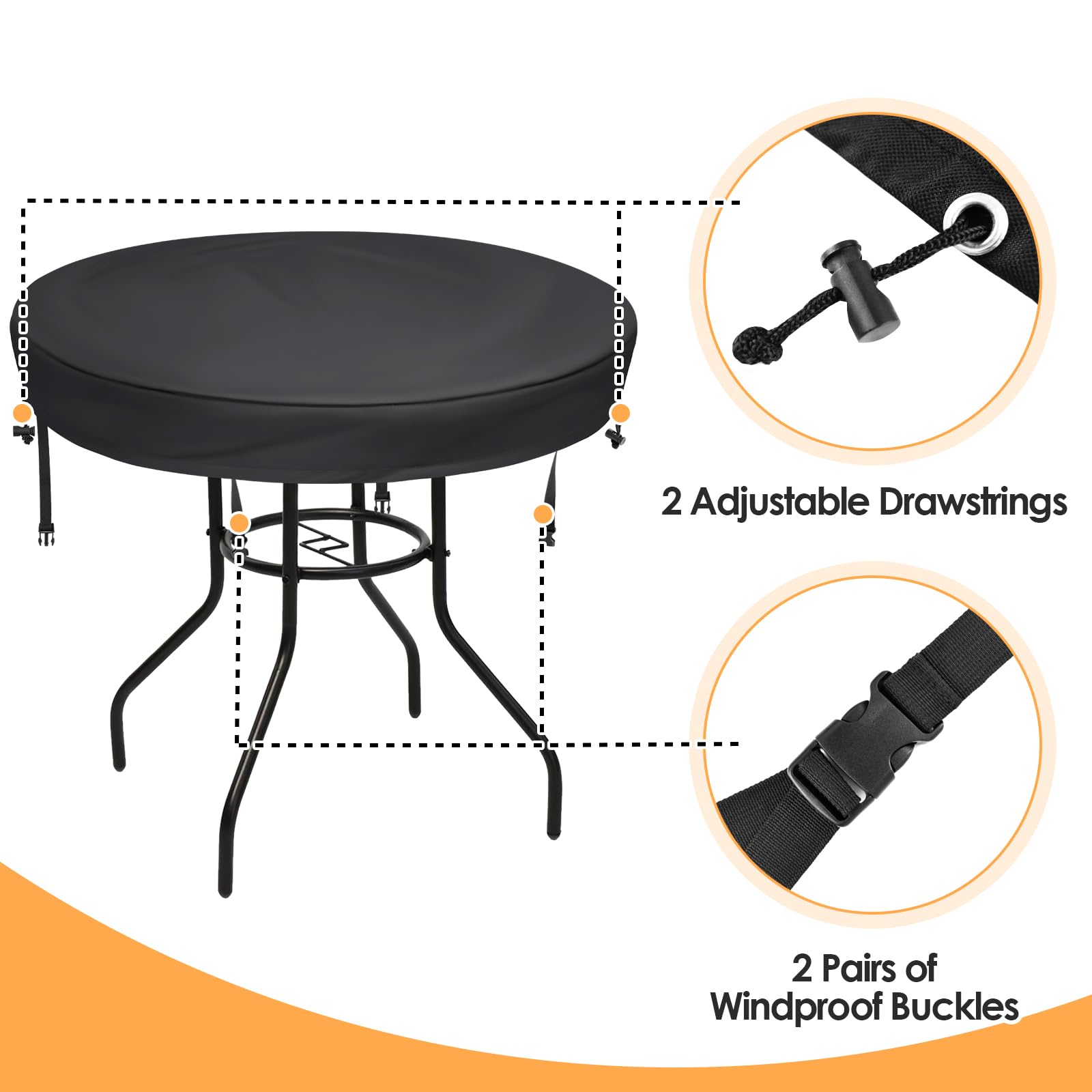 Premium Waterproof Round Outdoor Table Cover - 34-36 Inch UV Protection Patio Furniture Protector for All Weather Use - Perfect for Backyard, Garden & Poolside Dining
