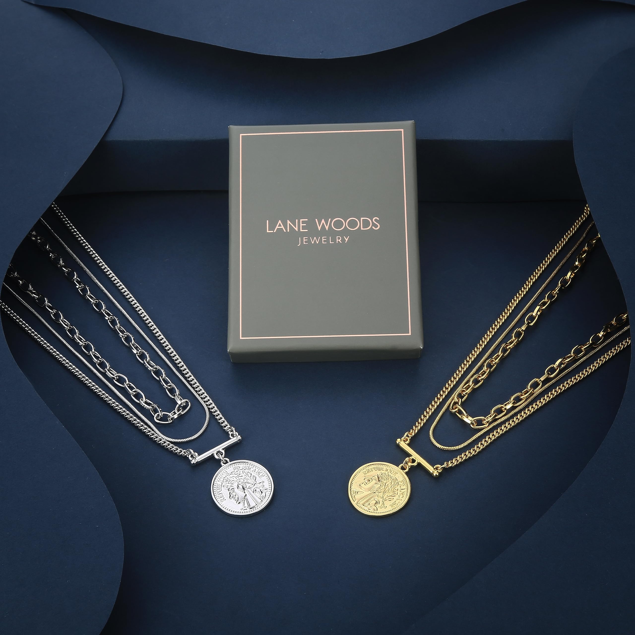 Layered Gold Necklace for Women - Dainty Snake & Coin Pendant Jewelry Set, Elegant Layering Necklace Gift for Her | Perfect for Everyday Wear, Date Nights & Special Occasions