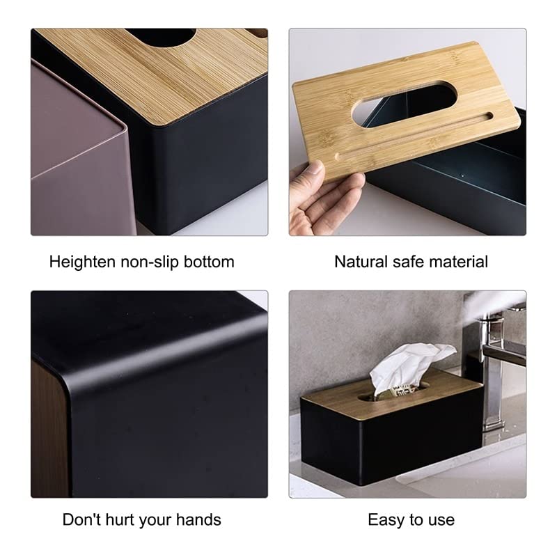 Premium Wooden Tissue Box Holder - Home & Car Decor Storage