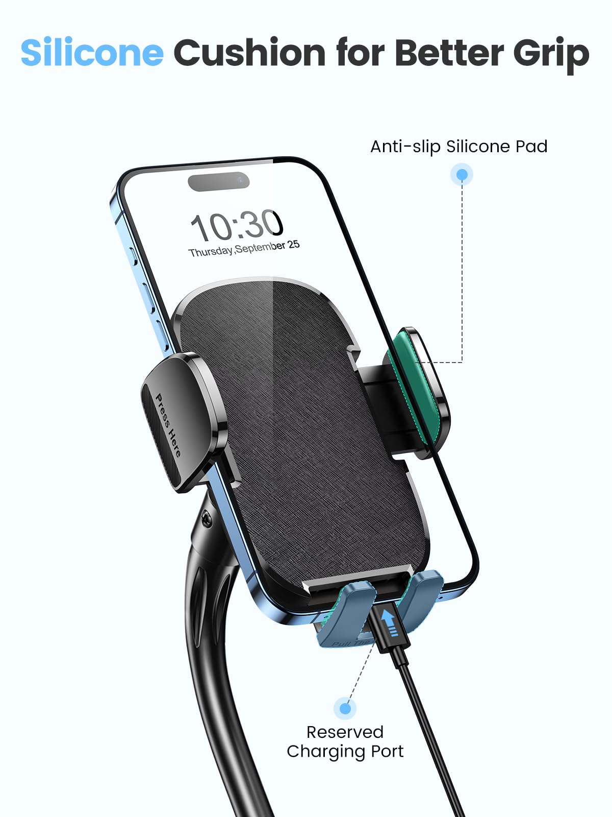 Zewwen 360° Rotating Car Phone Holder - Adjustable Gooseneck Cup Mount Compatible with iPhone 16 Pro Max/15/14/13/12/11 & Samsung S25/S24/S23/S22 (4”-7” Phones) - Perfect for Hands-Free Navigation, Streaming & Safe Driving