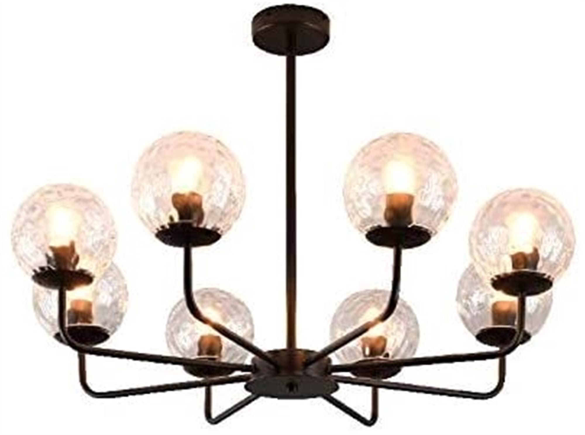 Victoria Postmodern Chandelier - 6-Light Luxury Black & Gold Ceiling Lamp with Glass Shade for Living Room, Bedroom, or Restaurant | Elegant Hanging Light Fixture with Creative Design | Perfect for Dining Areas, Entryways, and Modern Interior Decor