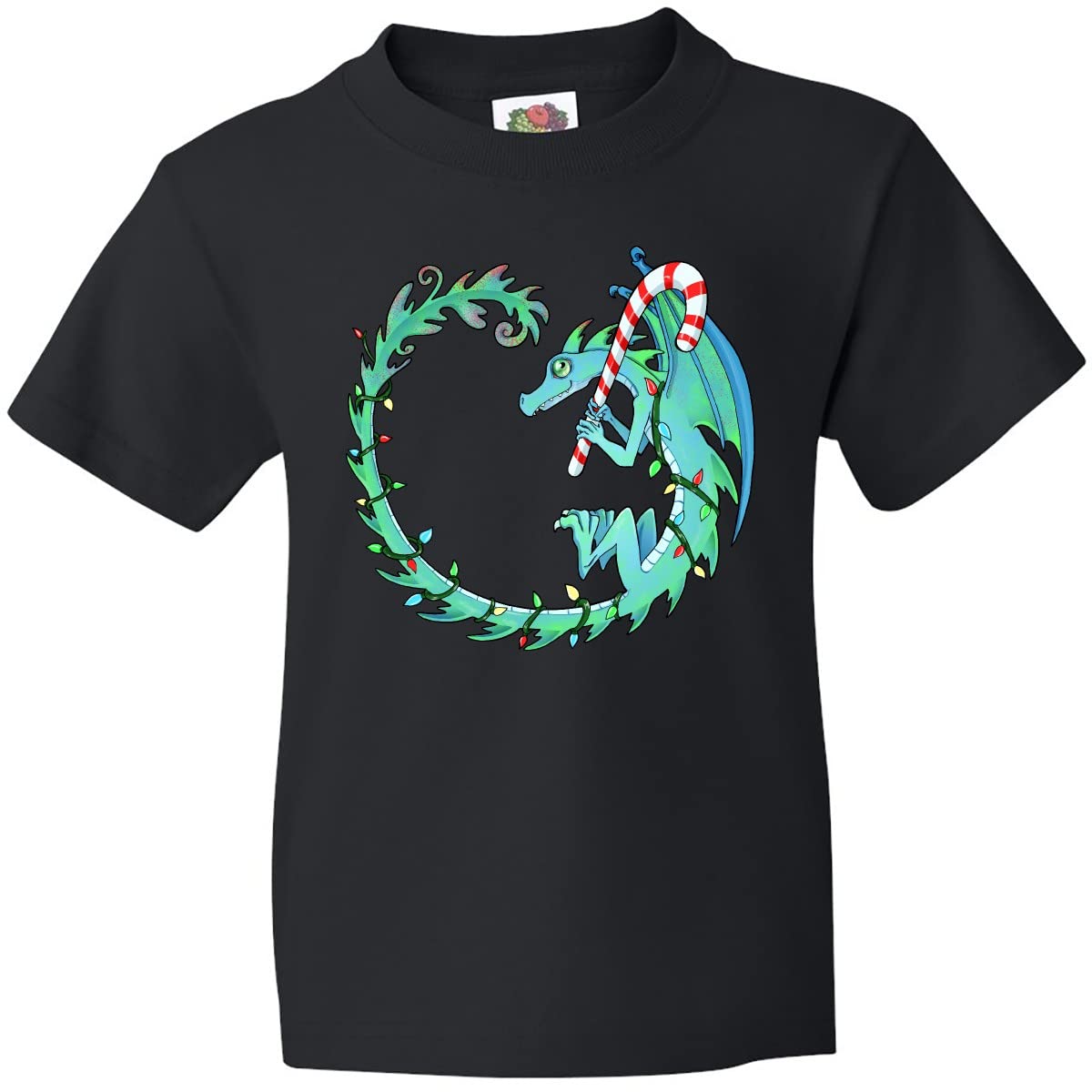 Christmas Dragon with Candy Cane Youth T-Shirt | Festive Holiday Graphic Tee for Kids | Perfect for Christmas Parties & Family Gatherings