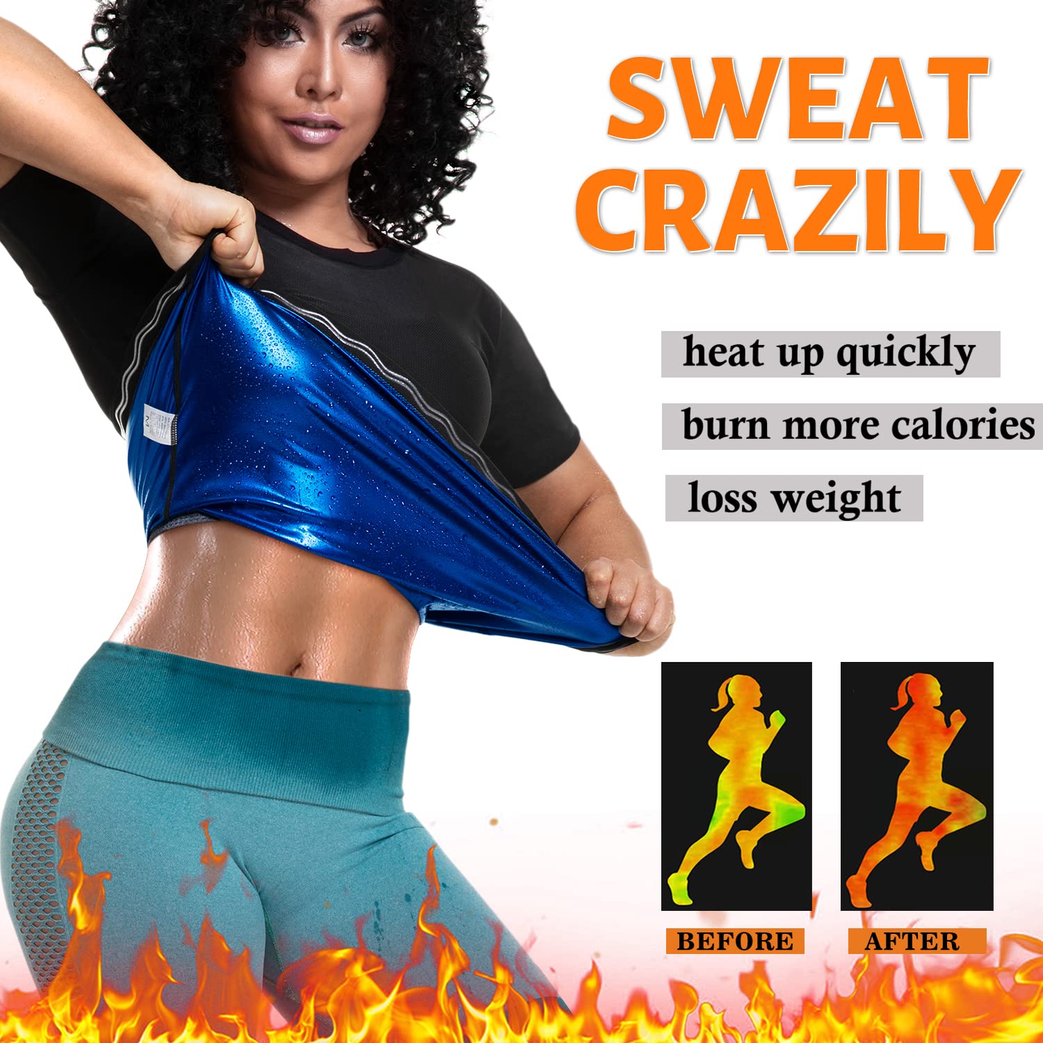 Women's Sauna Sweat Shirt - Athletic Compression T-Shirt with Heat Trapping Technology | Workout, Yoga & Detox Sauna Vest for Women | Perfect for Gym, Hot Yoga & Weight Loss Sessions