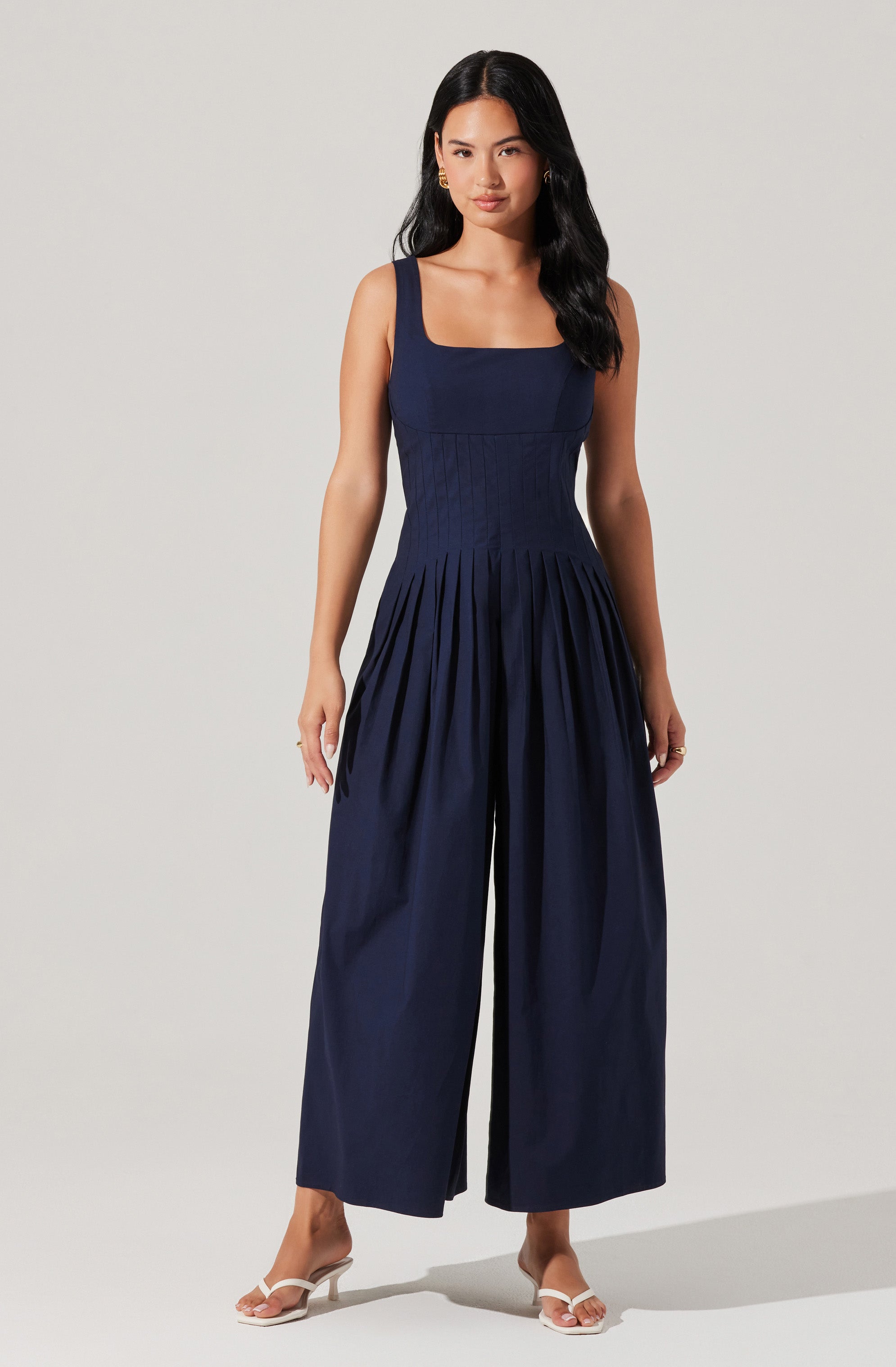 Aeryn Pleated Wide Leg Jumpsuit for Women - Elegant High Waist Palazzo Pantsuit - Perfect for Office, Party & Special Occasions