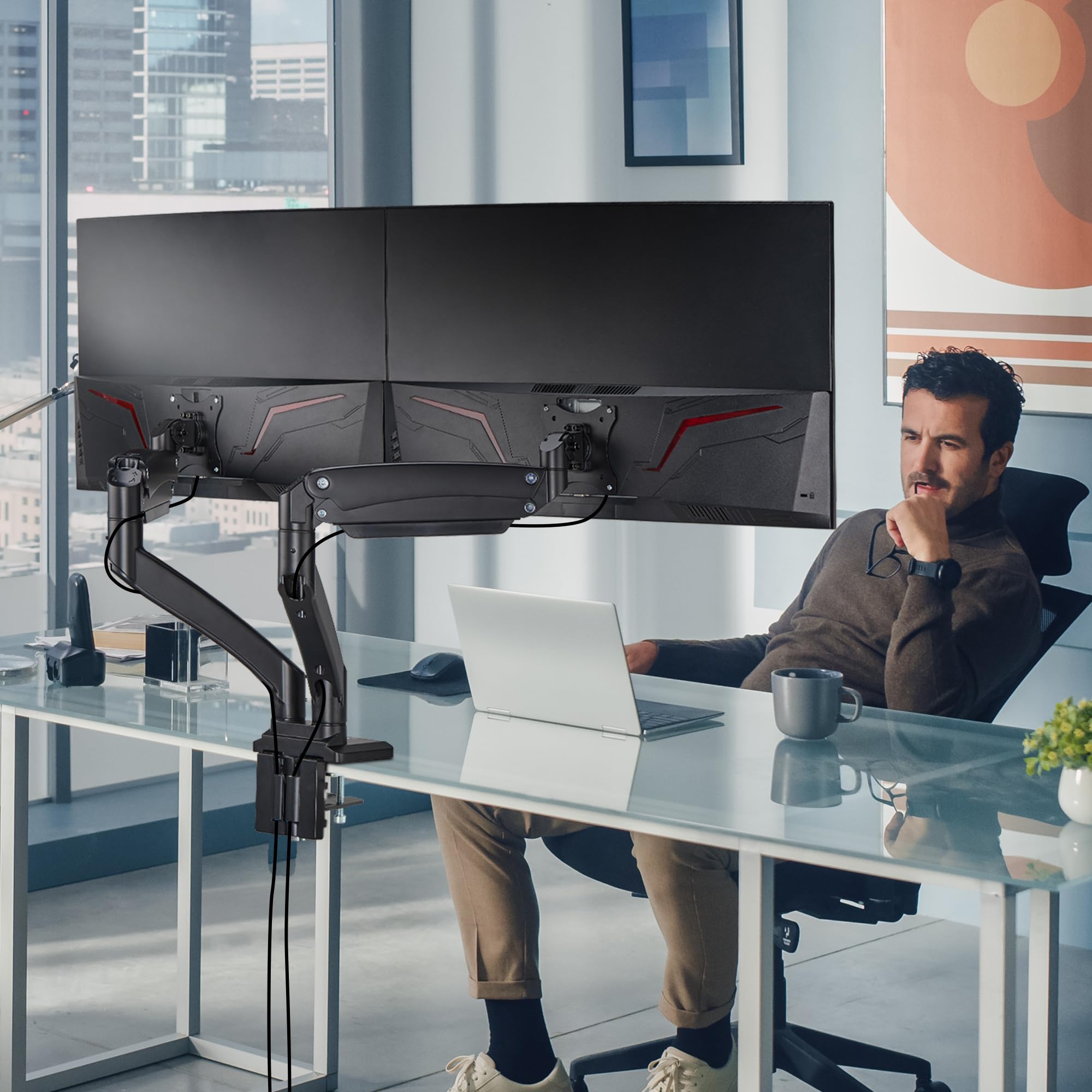 AVLT Dual Monitor Arm Desk Mount for 13