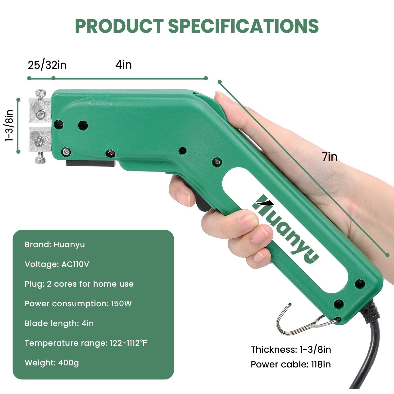 150W Electric Foam Cutter Hot Knife - 600℃ Heat Cutting Tool with 4