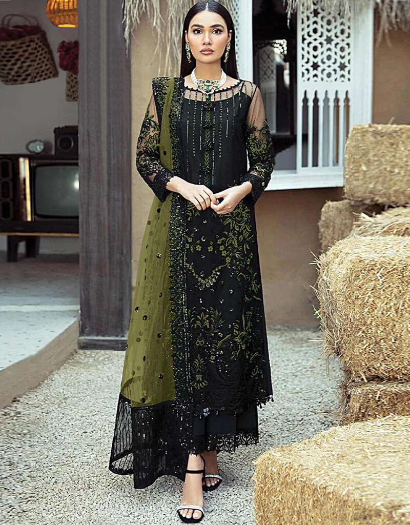 Elegant Black Faux Georgette Palazzo Salwar Suit for Women - Comfortable Indian Ethnic Wear for Parties, Weddings & Festive Occasions
