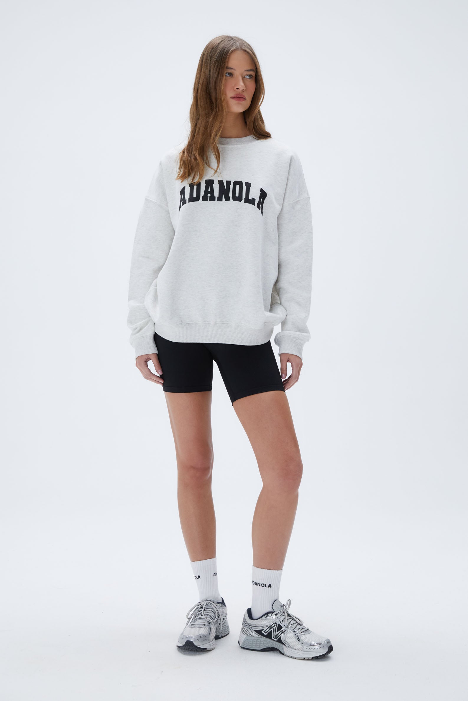 Varsity Oversized Sweatshirt - Light Grey Melange & Black | Cozy Pullover for Women & Men | Perfect for Casual Wear, College Game Day & Street Style Outfits