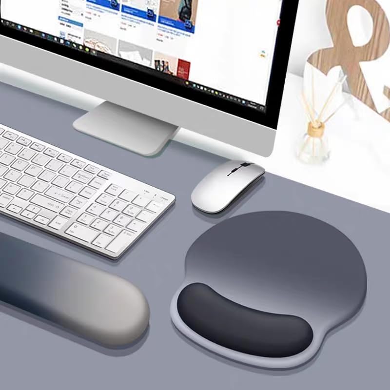 Ergonomic Memory Foam Mouse Pad with Wrist Rest - Comfortable Gaming & Office Mousepad for Computer, Laptop, Mac - Perfect for Long Hours of Work & Gaming (Black)
