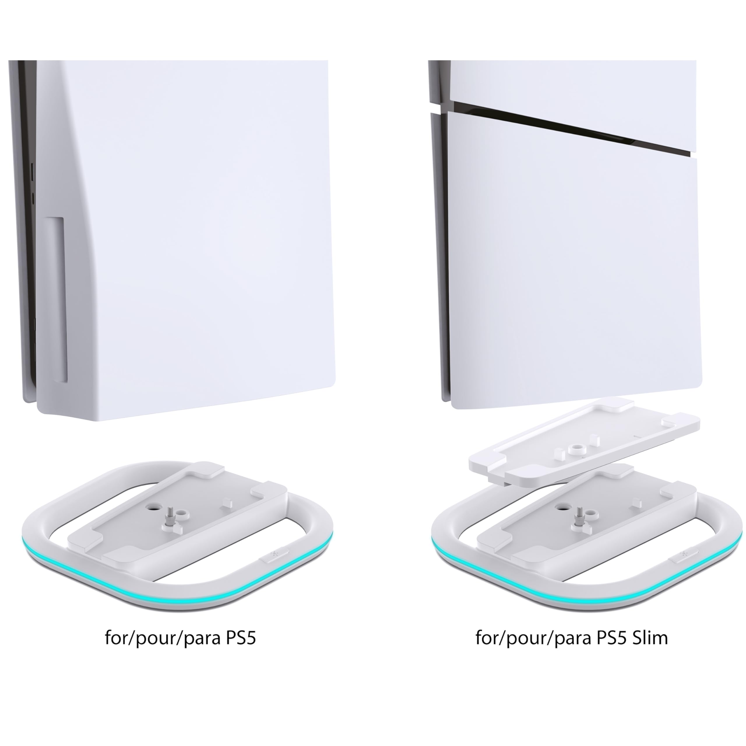 Vertical Stand for PS5 & PS5 Slim - RGB LED Cooling Base with Anti-Slip Design, Perfect for Playstation 5 Console Display & Gaming Setup - Ideal for Living Room, Bedroom, or Game Room Organization