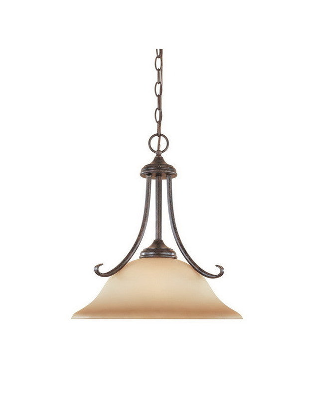 Designer Fountain Lighting 98032 WM Stratton Collection Single Light Hanging Pendant Chandelier in Warm Mahogany Finish - Perfect for Dining Room, Kitchen Island, or Entryway Lighting