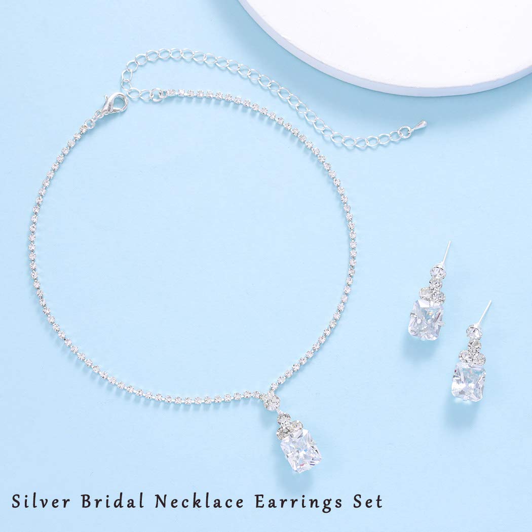 Elegant Silver Bridesmaid Jewelry Set - Necklace and Earrings for Weddings, Bridal Parties & Special Occasions | Perfect Gift for Women and Brides