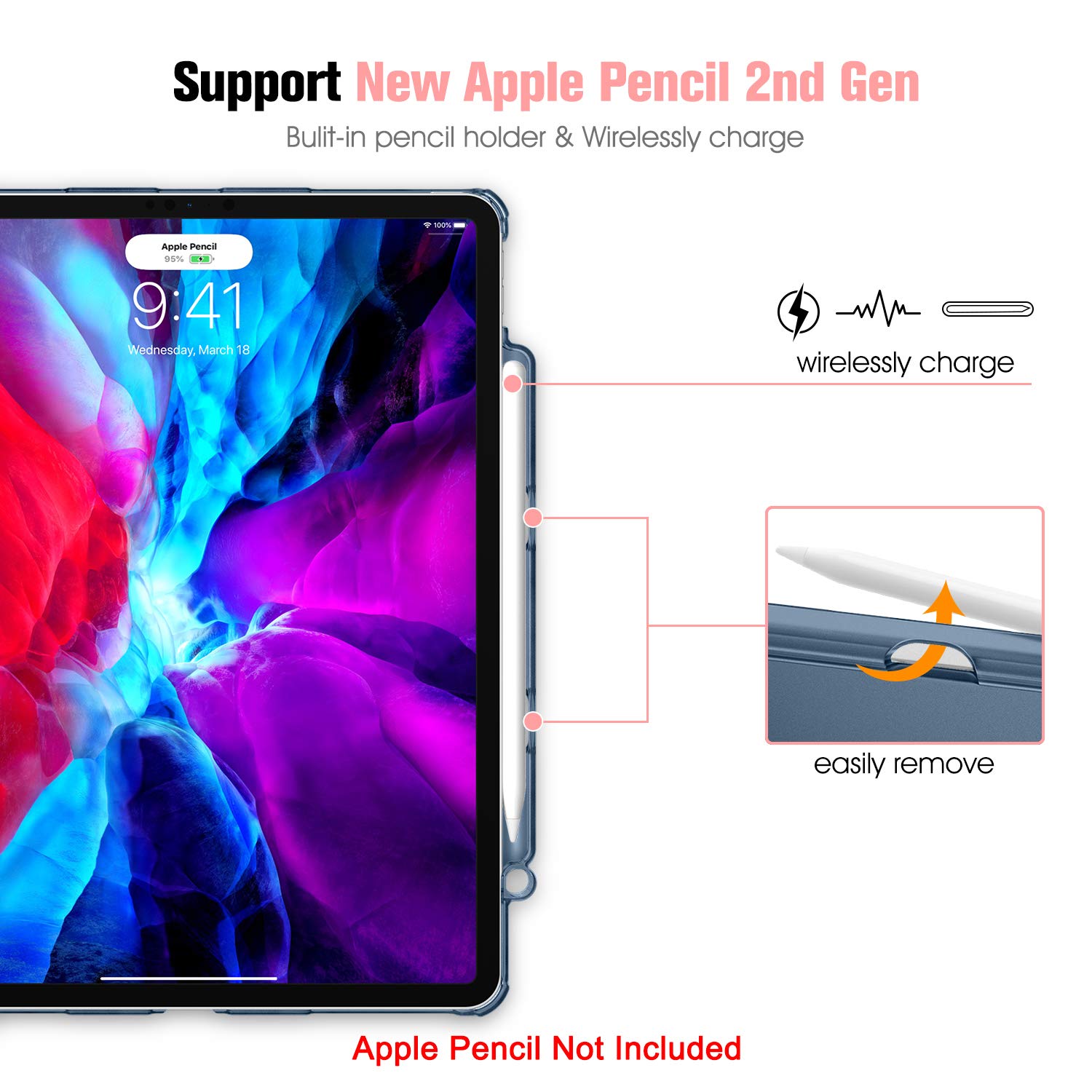 CaseBot SlimShell Ultra Thin Lightweight Translucent Frosted Hard Back Case Cover for iPad Pro 12.9