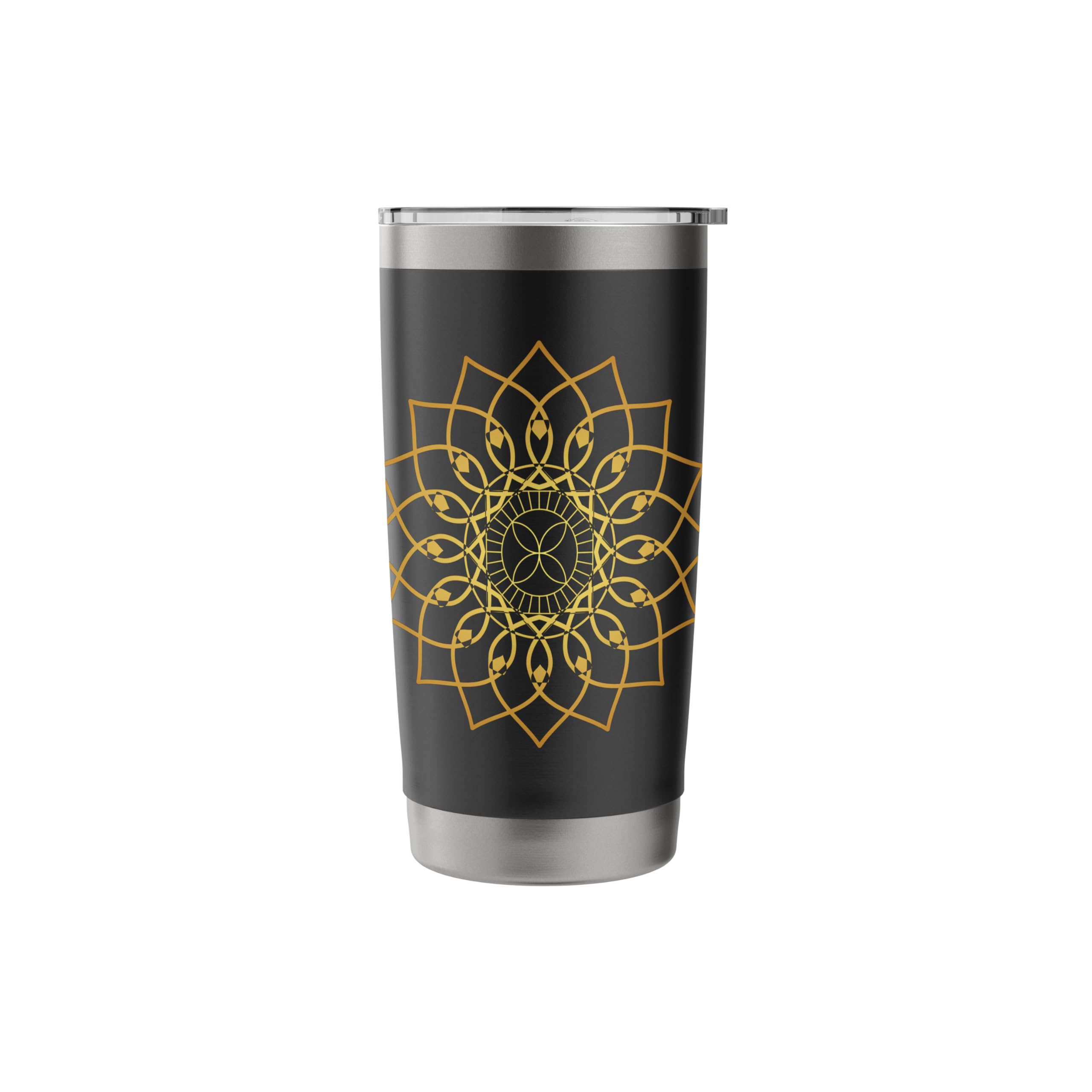Prana Art Yoga Mandala Sacred Energy Geometry Meditation Stainless Steel Insulated Tumbler - 20oz Vacuum Insulated Travel Mug for Yoga, Meditation & Spiritual Practices - Keeps Drinks Hot/Cold for Hours