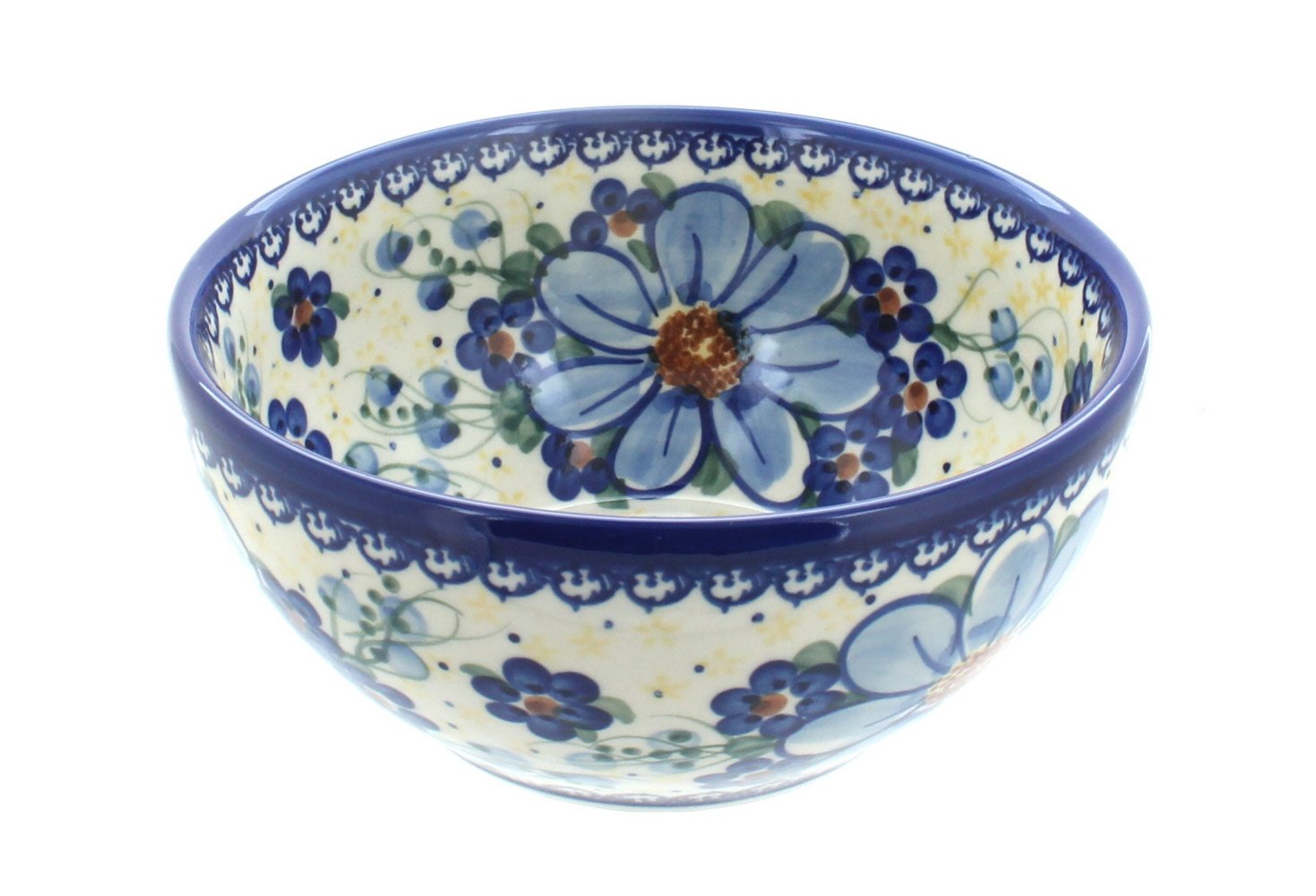 Handmade Blue Rose Polish Pottery Daisy Surprise Bowl - Ceramic Cereal & Soup Bowl for Breakfast, Dessert, or Decor - Perfect for Home, Kitchen, or Gift Giving