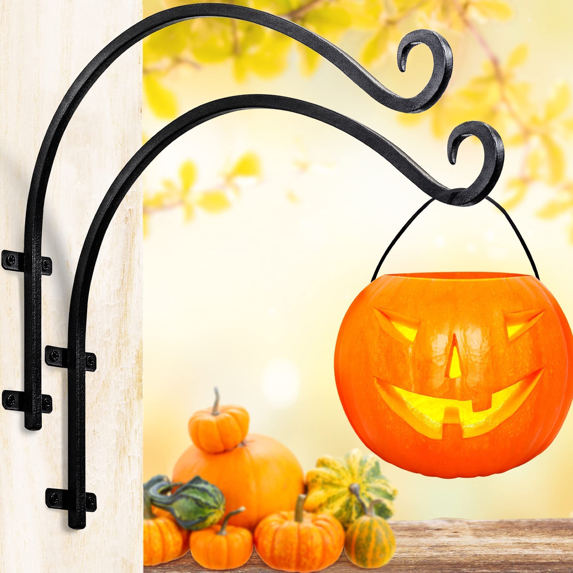 2 Pack Heavy Duty Outdoor Bird Feeder Brackets - 16 Inch Metal Wall Hooks for Hanging Planters, Flower Baskets & Bird Feeders - Perfect for Garden, Patio & Balcony Decor