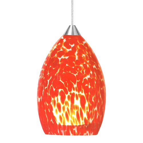 Brushed Nickel Finish Red Glass Pendant Lighting Kit - Elegant Ceiling Lamp for Dining Room, Kitchen Island, or Bedroom Decor