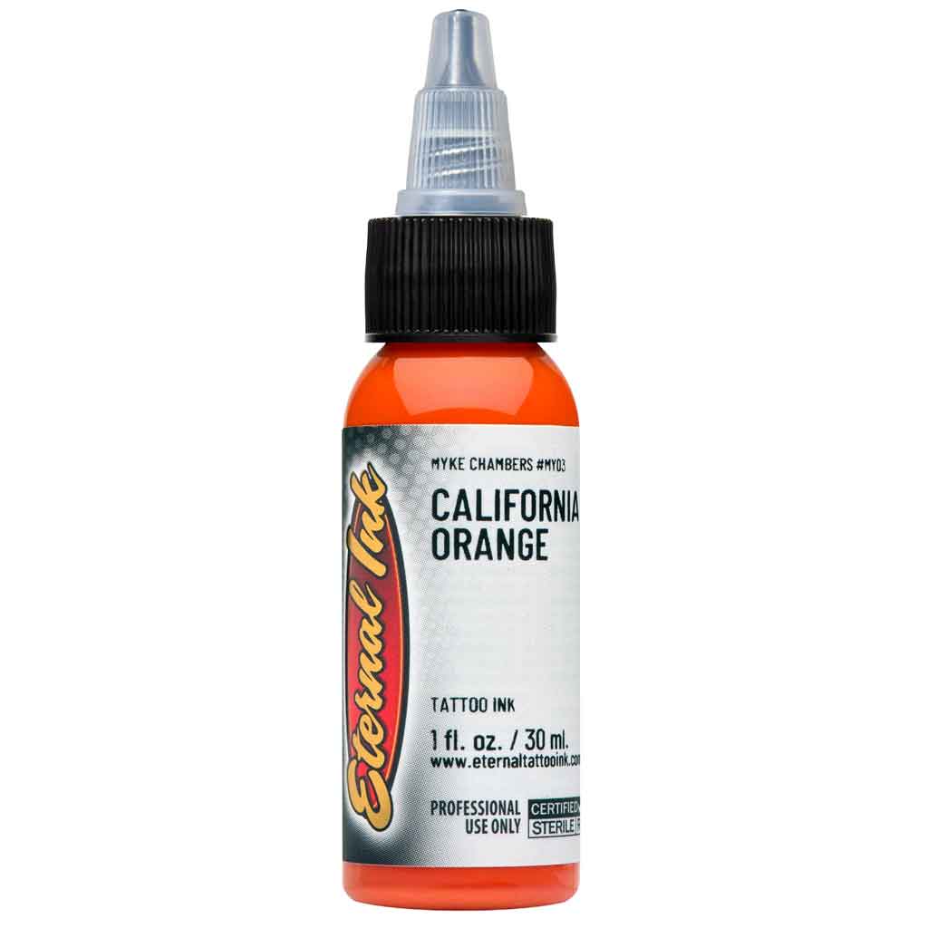 Premium California Orange Eternal Ink - 1 oz Bottle for Tattoo Artists & Permanent Makeup | Long-Lasting, Vibrant Color for Professional Use
